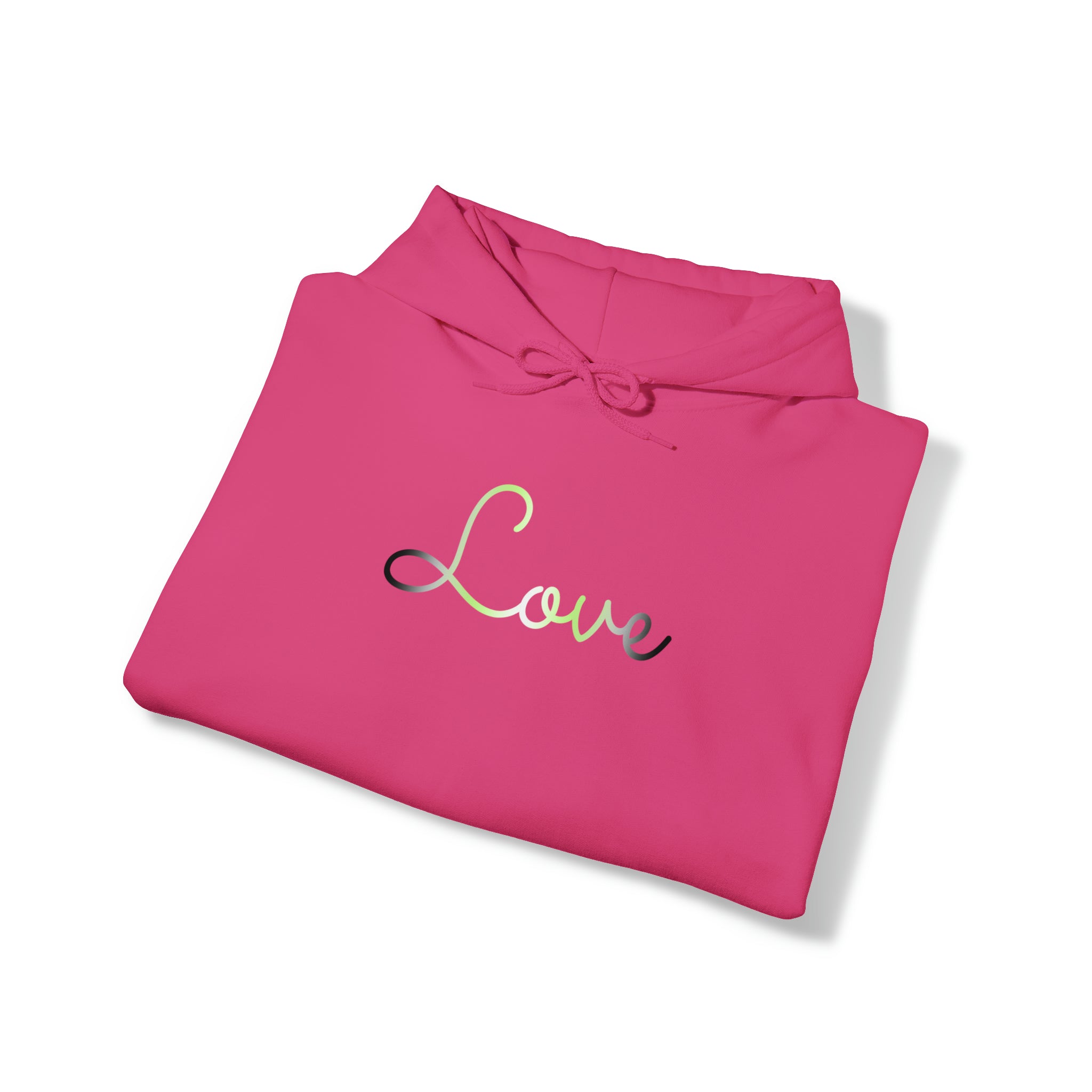 Agender Love Script Hoodie: Subtly Elegant Pride Sweatshirt