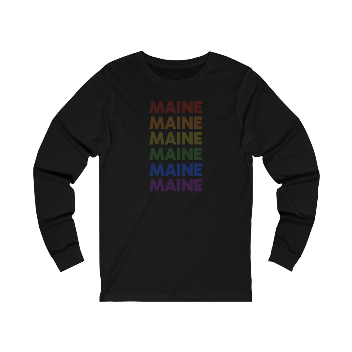 Maine LGBTQ+ Pride Flag, Faded Black Long Sleeve Tee