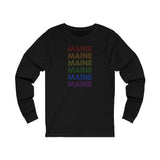 Maine LGBTQ+ Pride Flag, Faded Black Long Sleeve Tee