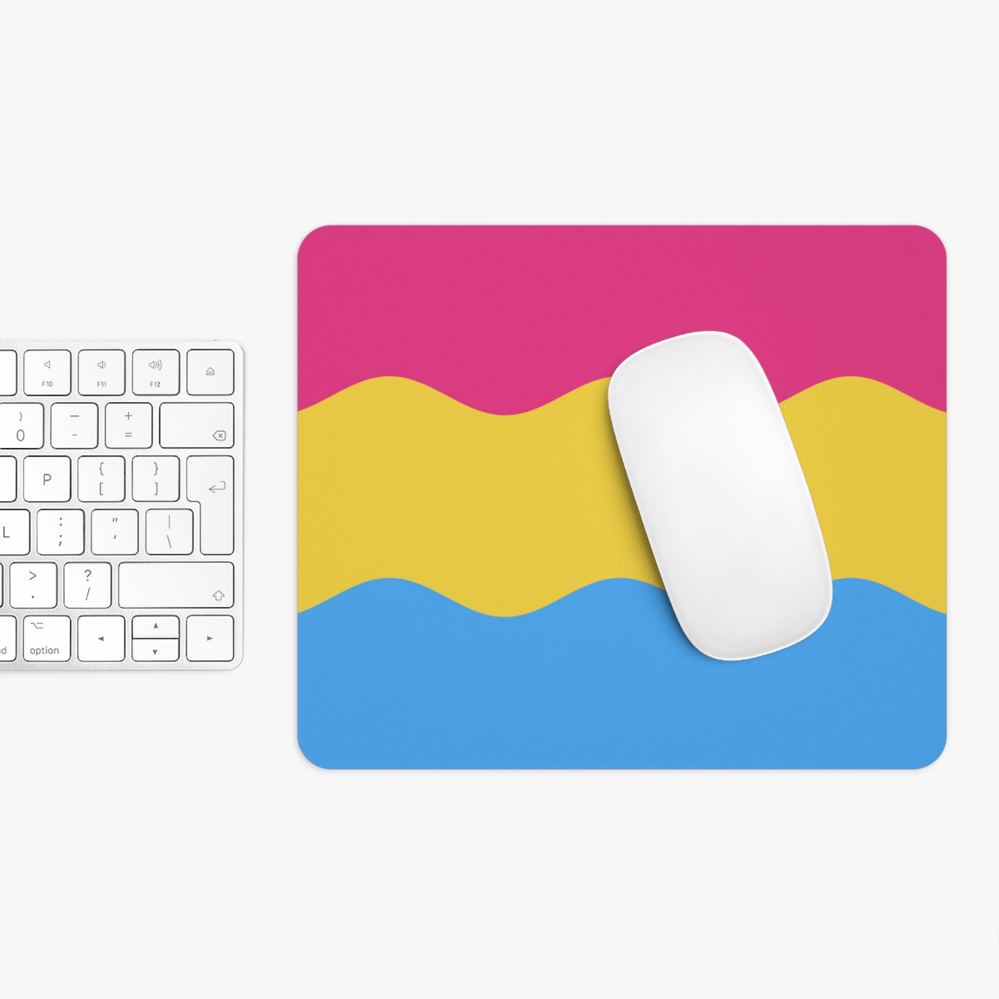 Pansexual Flag Ripple Mousepad: Wavey Design for Desk