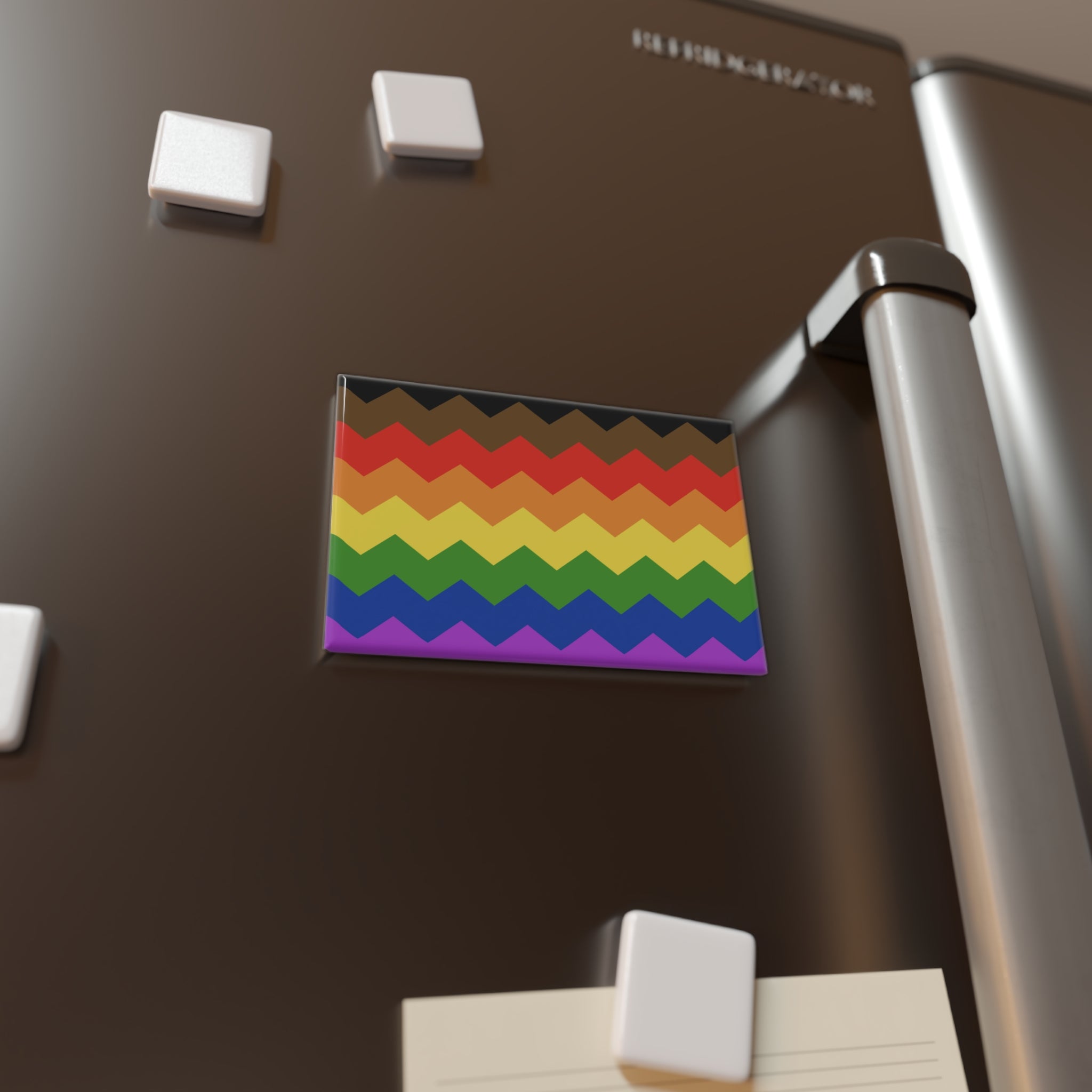 Philadelphia Pride Flag Magnet: Wavey Rectangle Button for Fridge