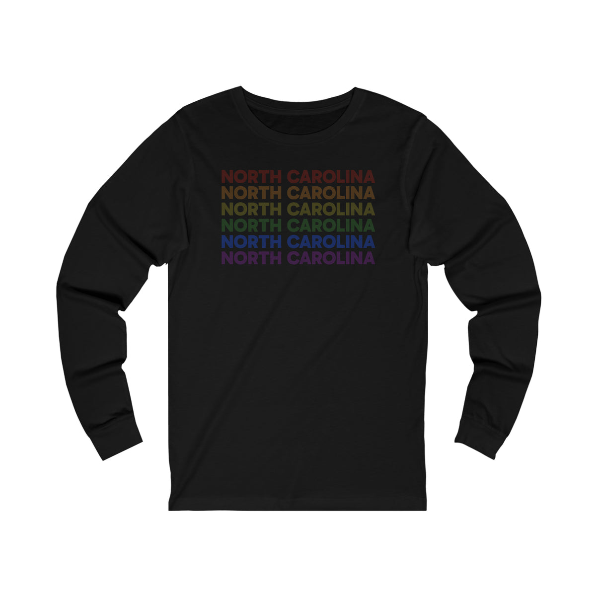 North Carolina LGBTQ+ Pride Flag, Faded Black Long Sleeve Tee