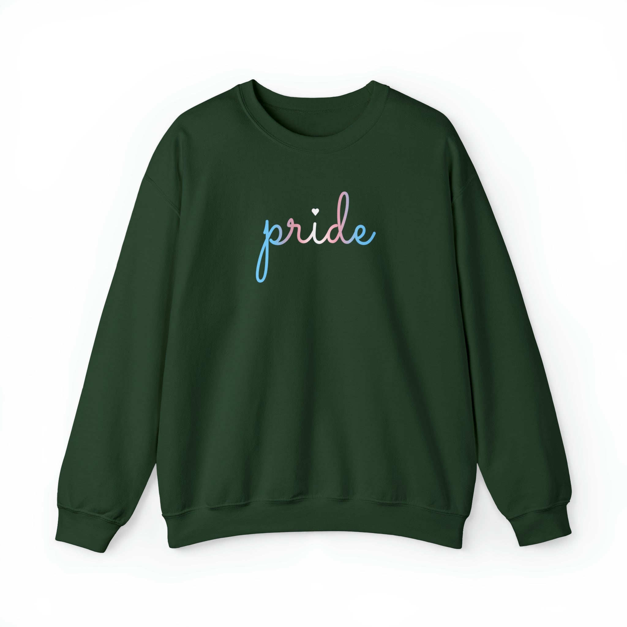 Transgender Pride Sweater: Flowing Cursive 'Pride' in Gradient Hues