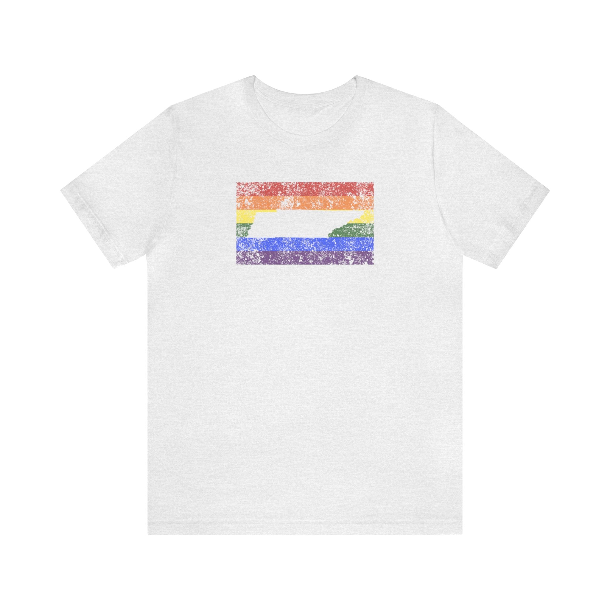 Tennessee Pride Flag Tee: Rainbow LGBTQ+ State Silhouette Distressed Shirt