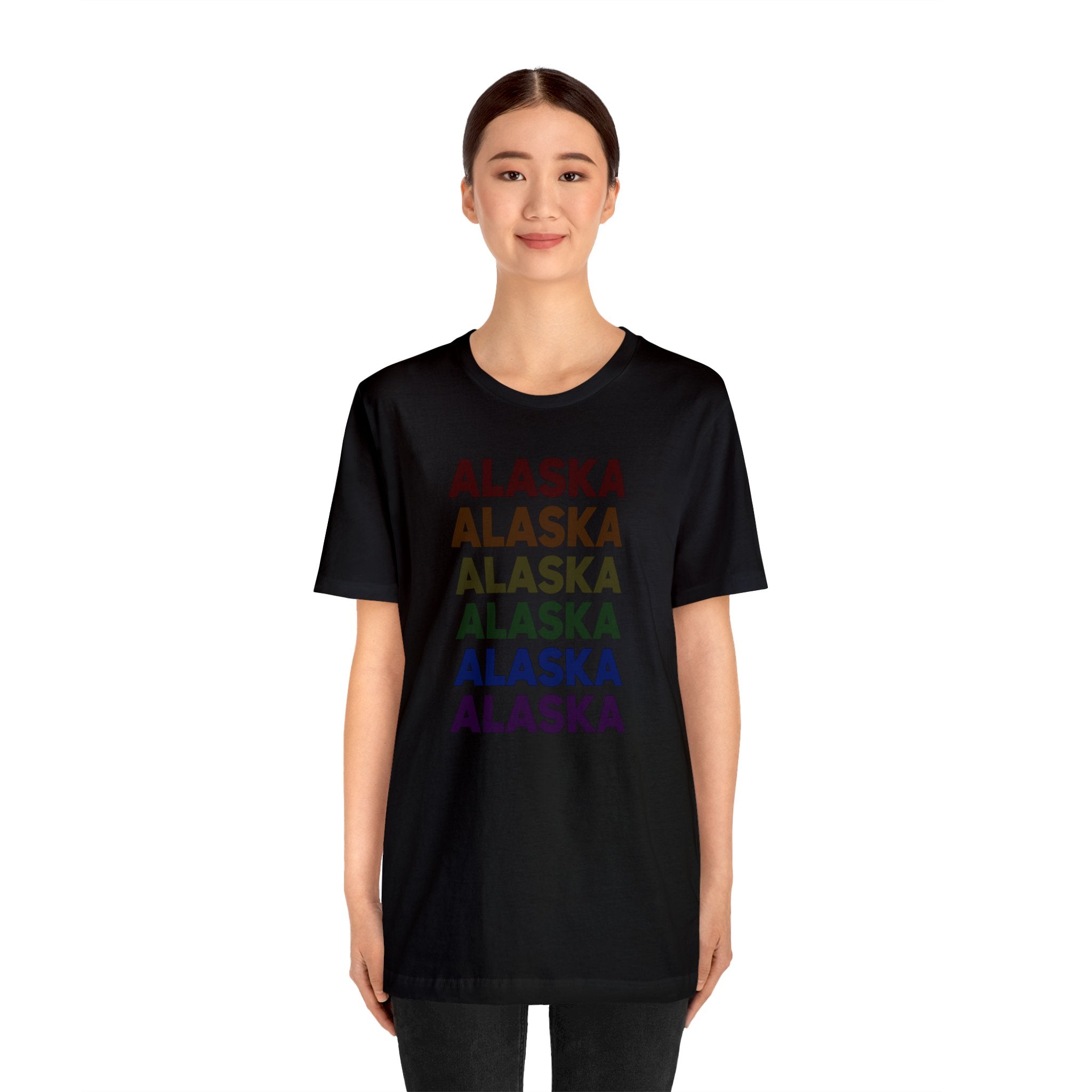 Alaska LGBTQ+ Pride Flag, Faded Black T-Shirt
