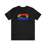 North Carolina Pride Flag Tee: Rainbow LGBTQ+ State Silhouette Distressed Shirt