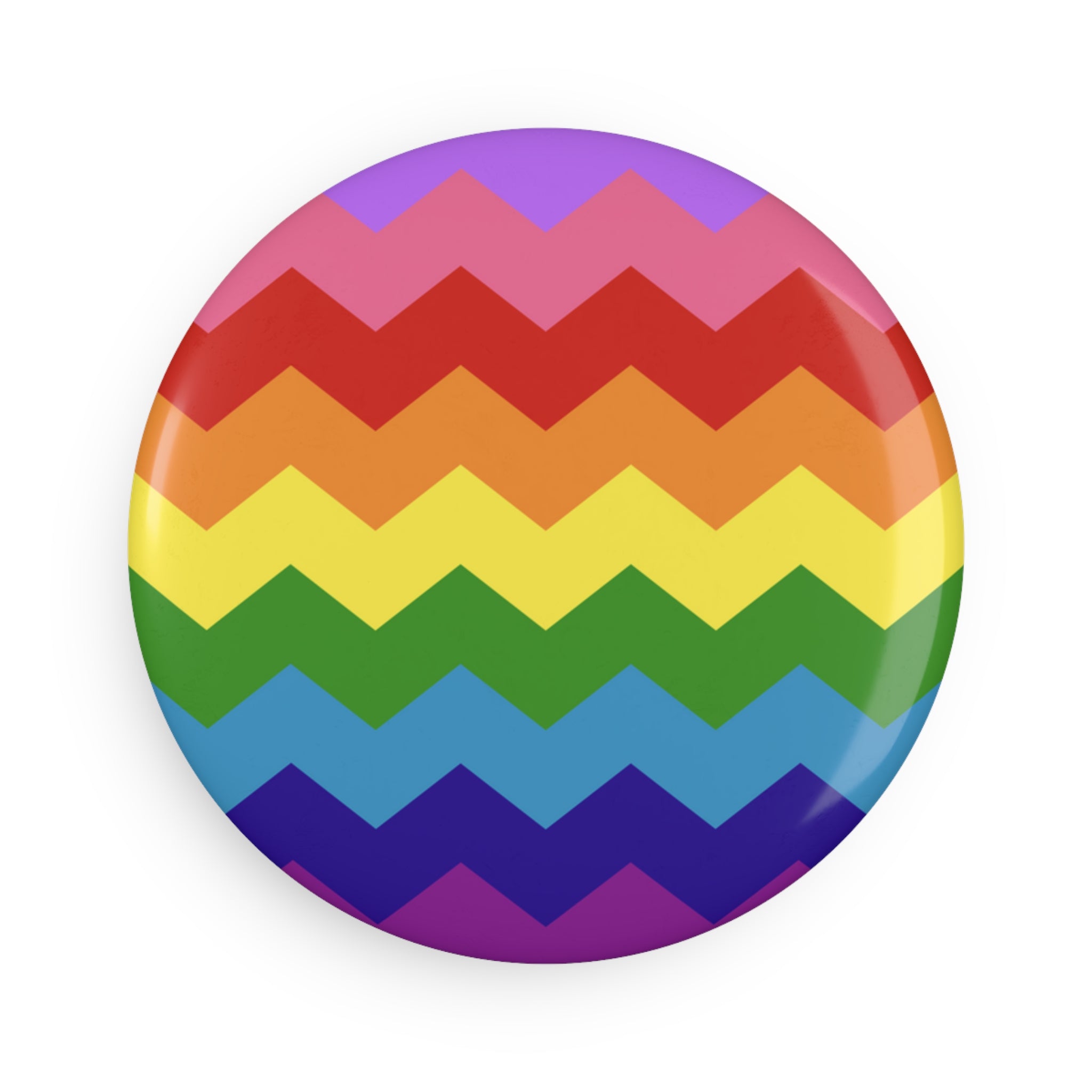 Gilbert Baker Pride Flag Magnet: Wavey Round Button for Fridge