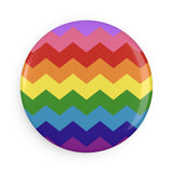 Gilbert Baker Pride Flag Magnet: Wavey Round Button for Fridge