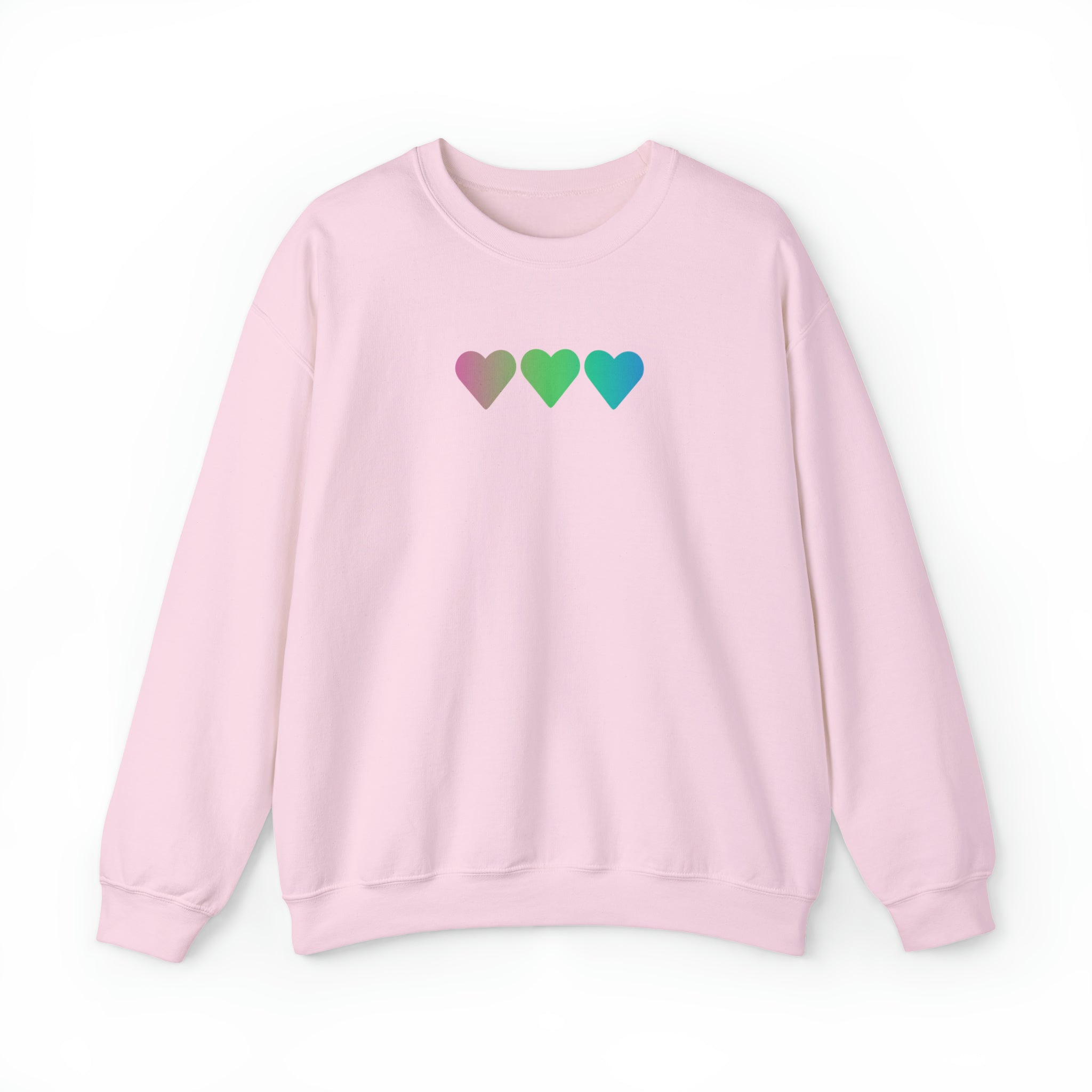 Polysexual Flag Hearts Sweatshirt: Pride LGBTQ+ Gradient Design