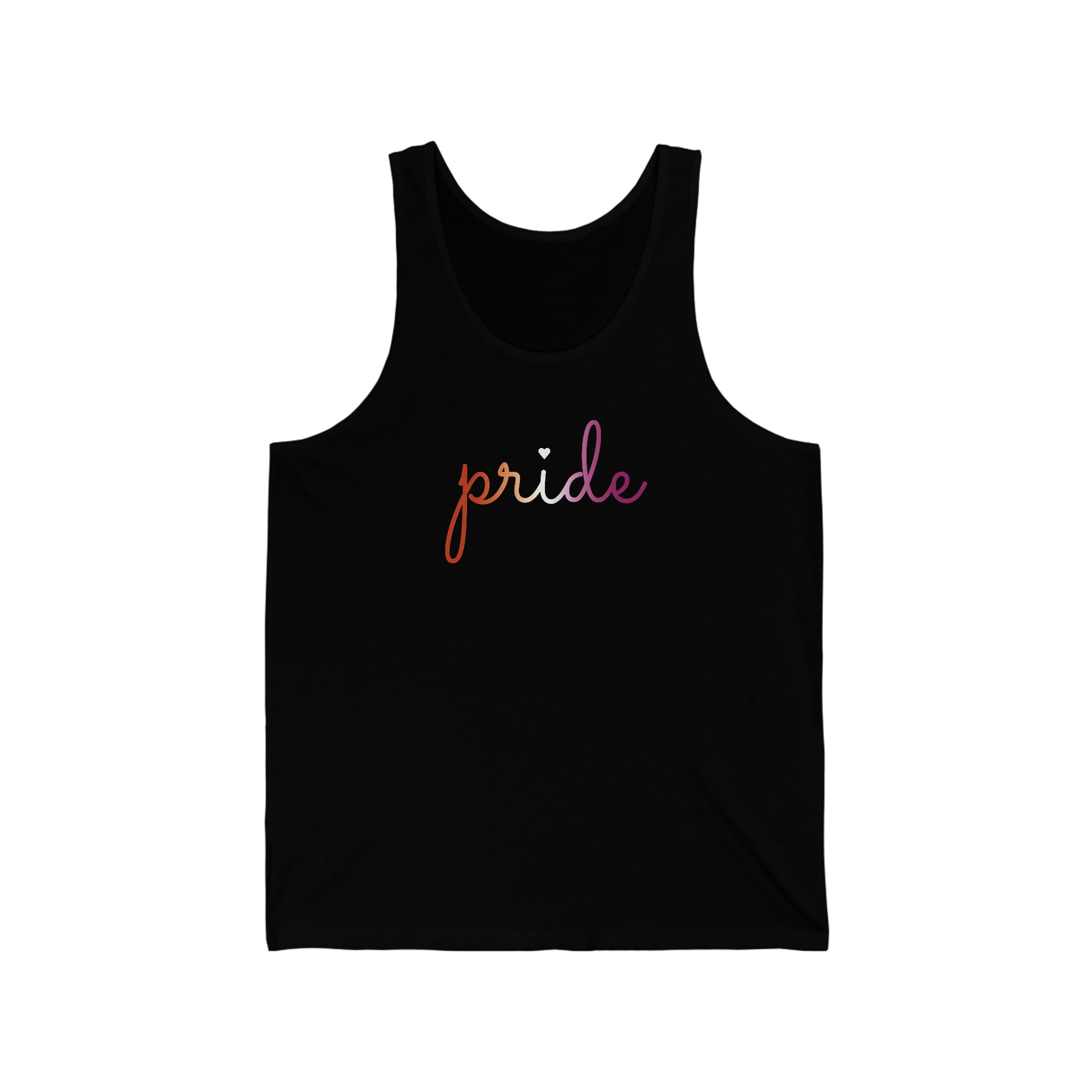 Lesbian Pride Tank-Top: Flowing Cursive 'Pride' in Gradient Hues