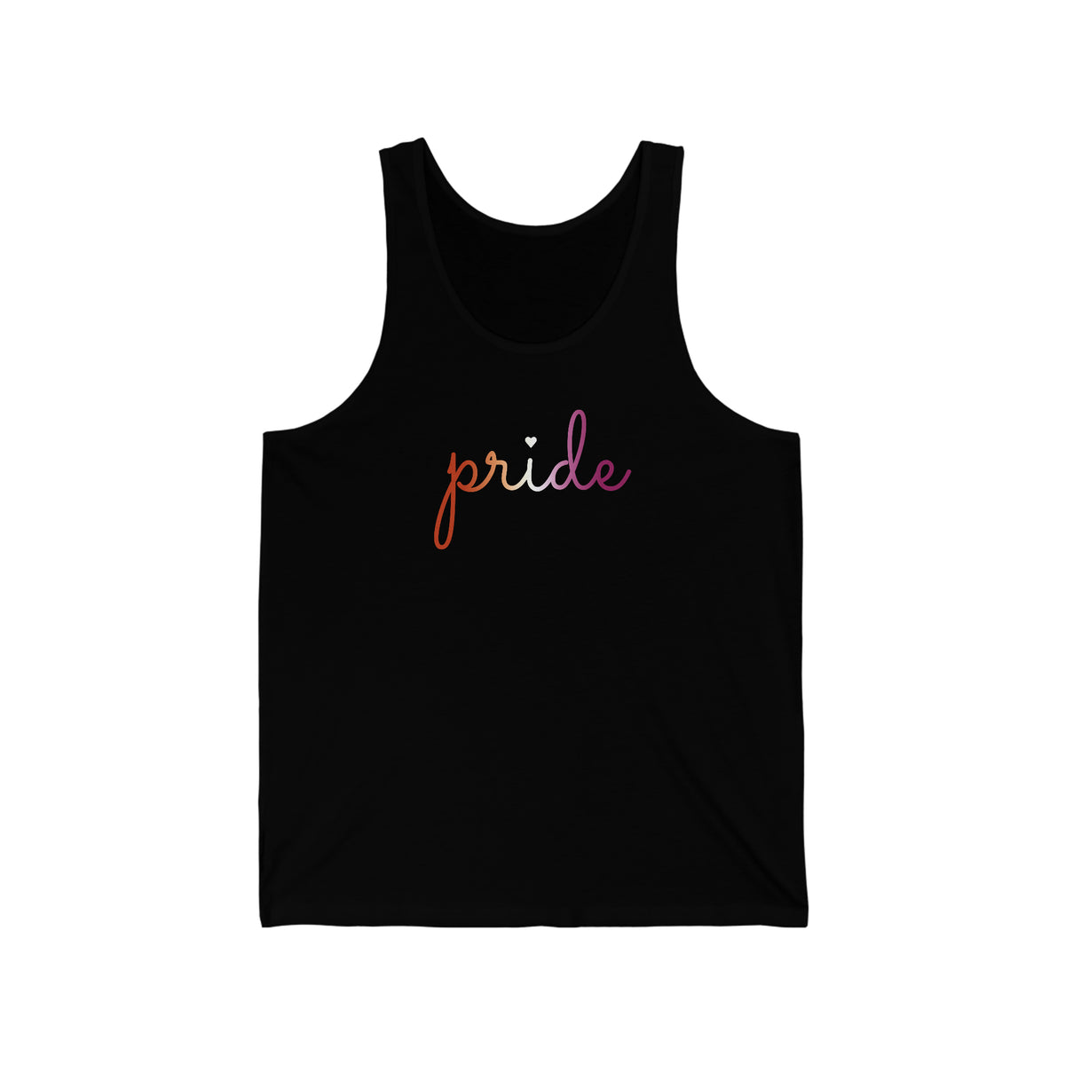 Lesbian Pride Tank-Top: Flowing Cursive 'Pride' in Gradient Hues
