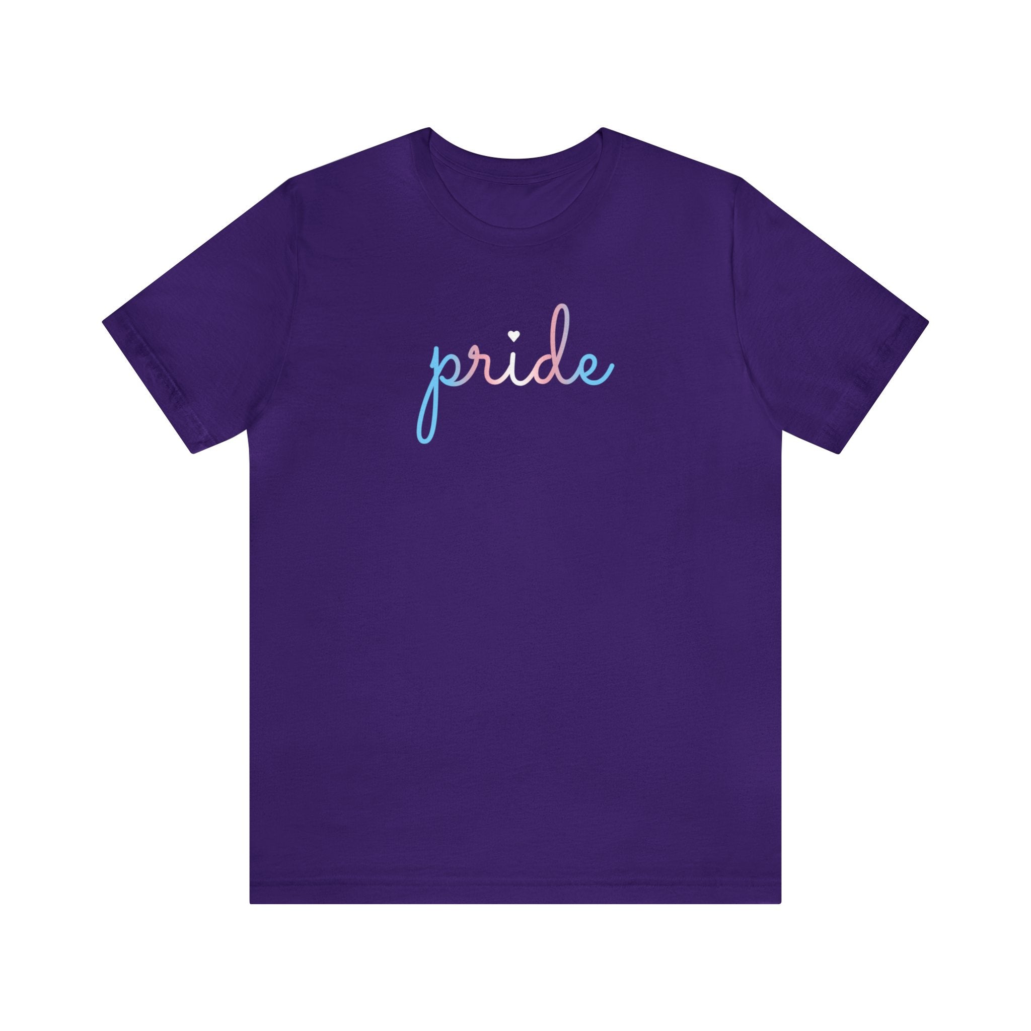 Transgender Pride T-Shirt: Flowing Cursive 'Pride' in Gradient Hues