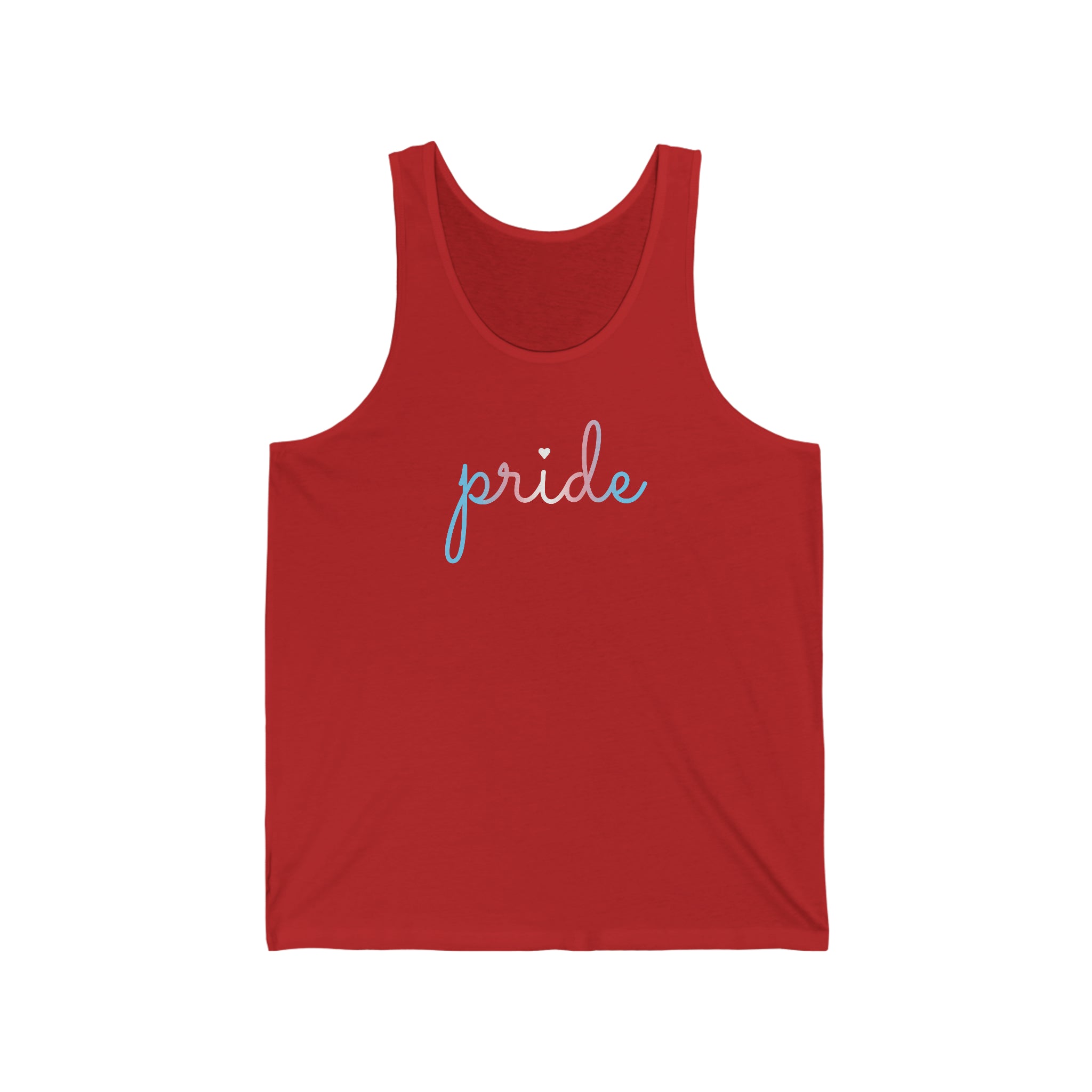 Transgender Pride Tank-Top: Flowing Cursive 'Pride' in Gradient Hues