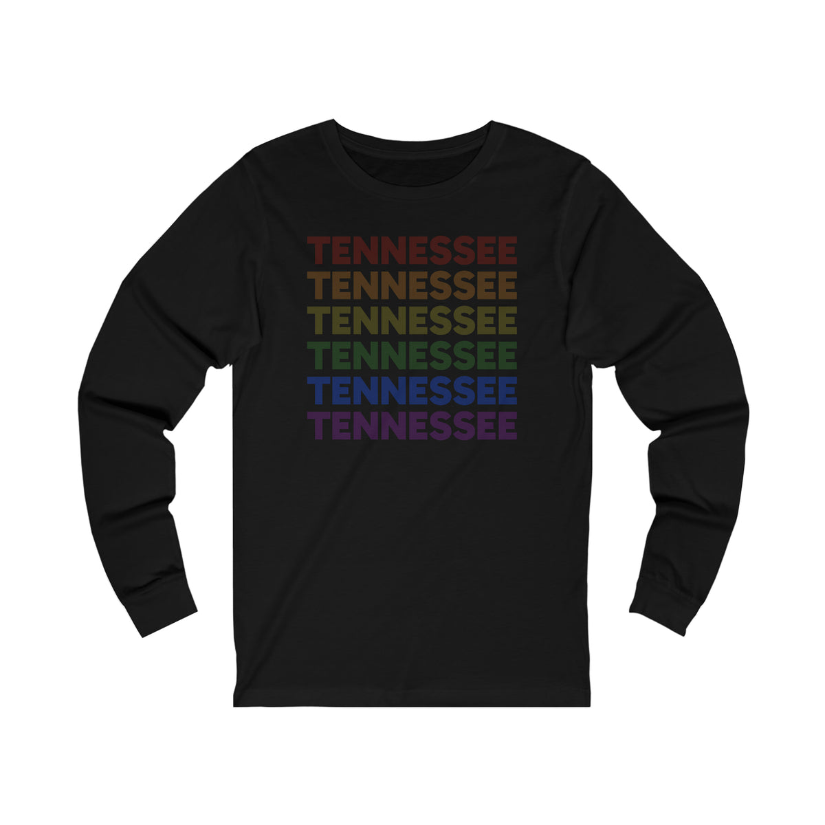 Tennessee LGBTQ+ Pride Flag, Faded Black Long Sleeve Tee