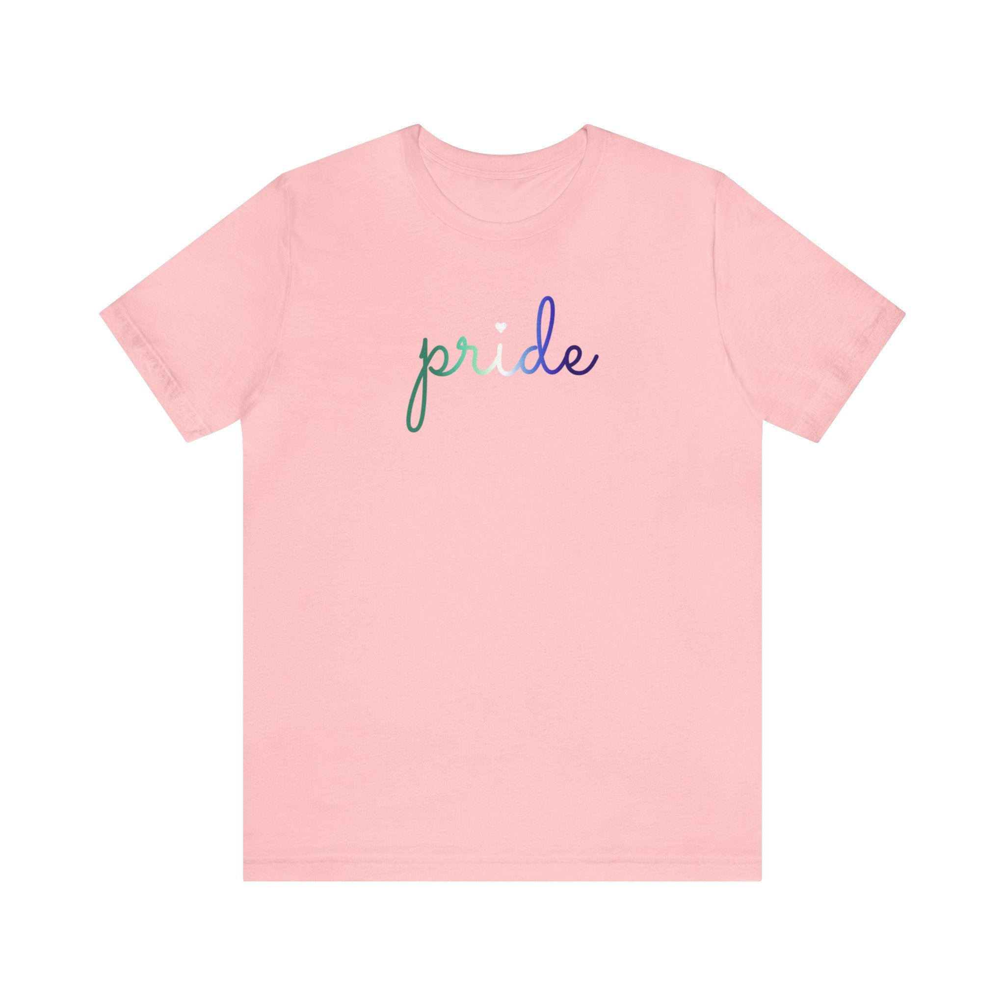 Gay Pride T-Shirt: Flowing Cursive 'Pride' in Gradient Hues