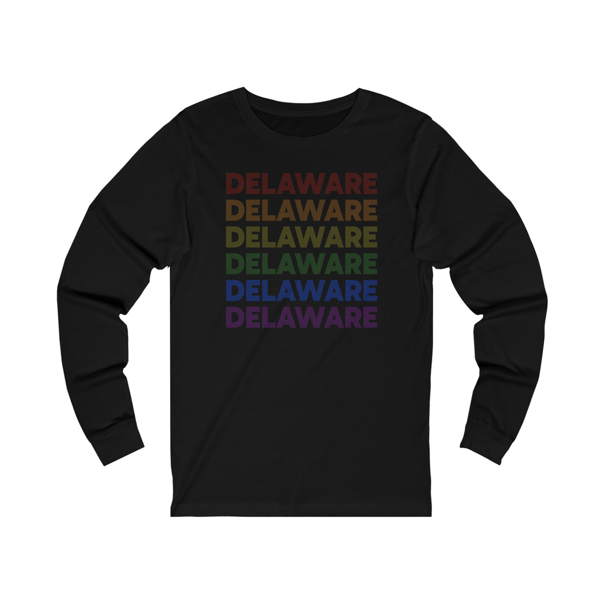 Delaware LGBTQ+ Pride Flag, Faded Black Long Sleeve Tee