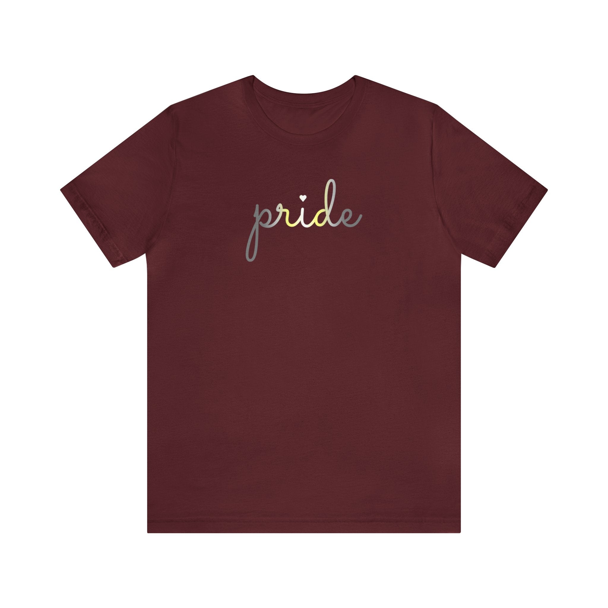 Demigender Pride T-Shirt: Flowing Cursive 'Pride' in Gradient Hues