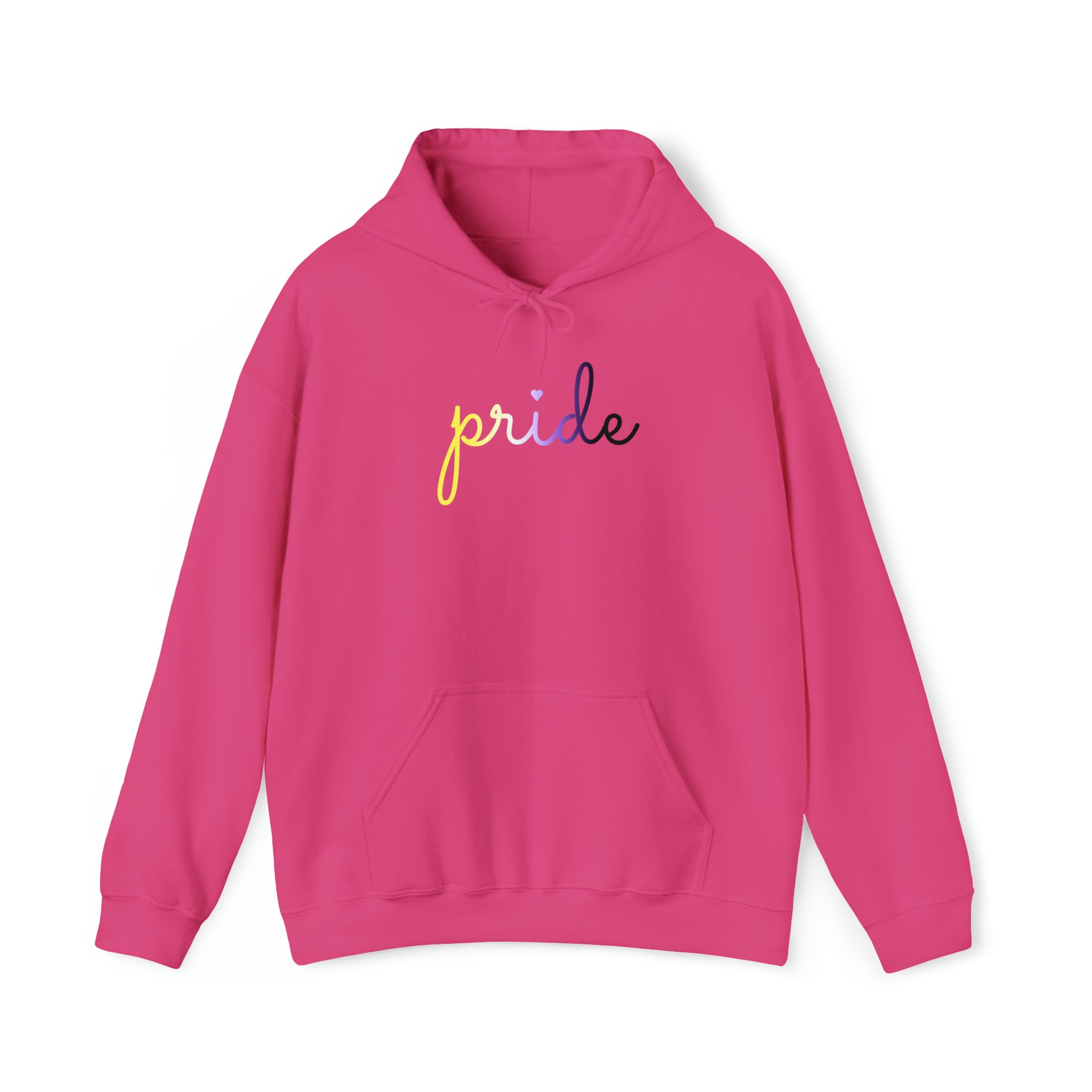 Nonbinary Pride Hoodie: Flowing Cursive 'Pride' in Gradient Hues