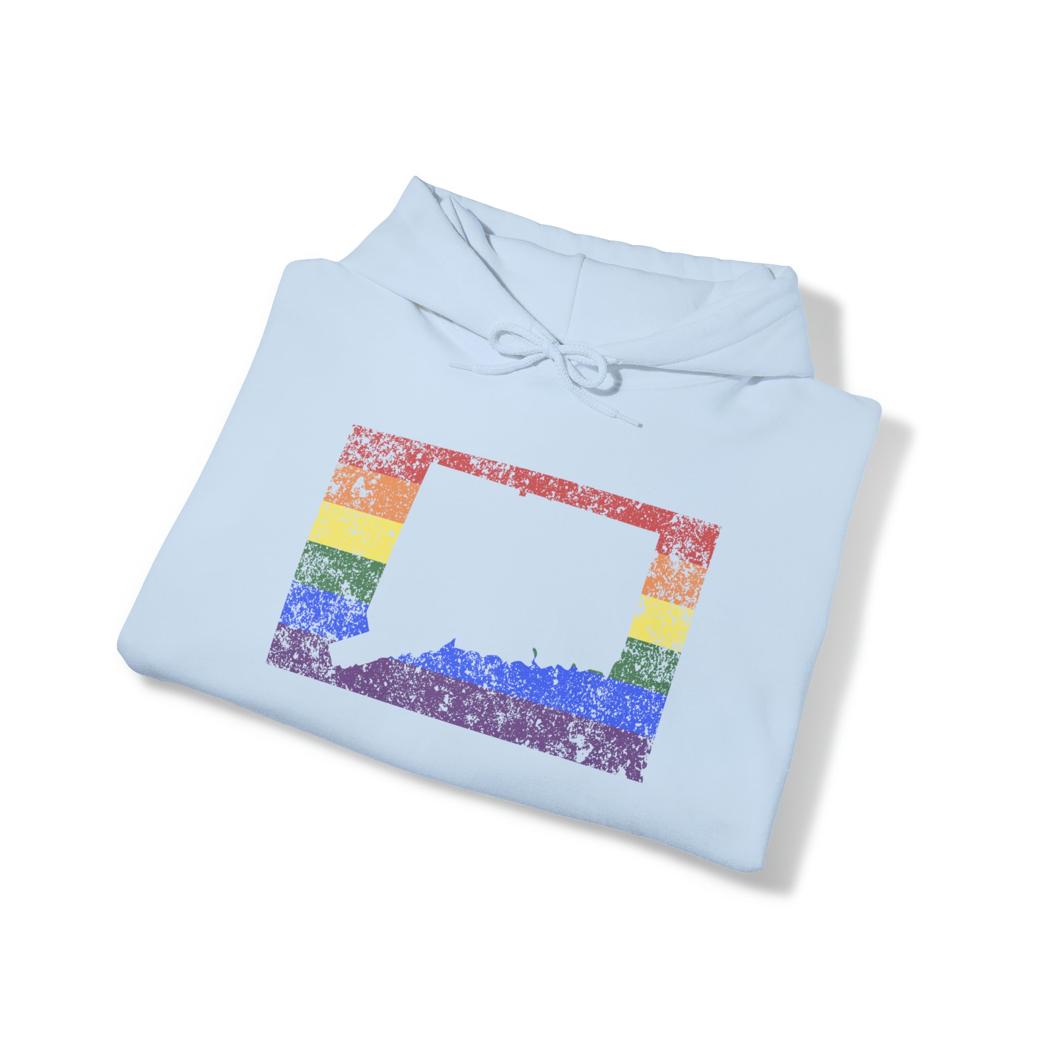 Connecticut Pride Flag Hoodie: Rainbow LGBTQ+ State Silhouette Distressed Hooded Sweatshirt