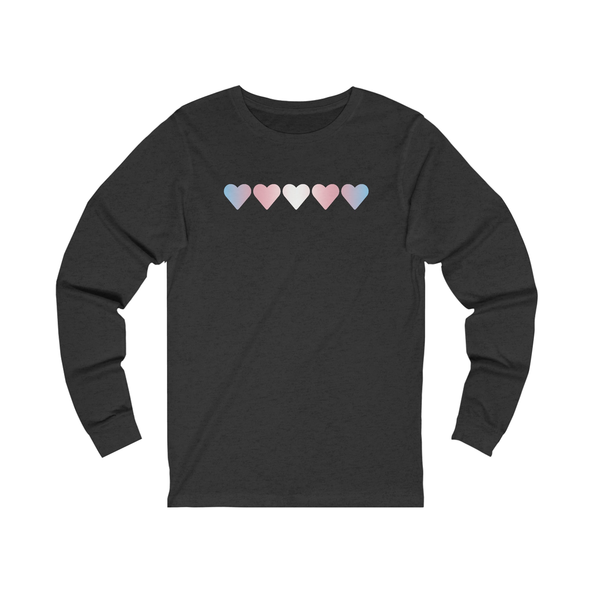 Transgender Flag Hearts Long Sleeve Tee: Pride LGBTQ+ Gradient Design