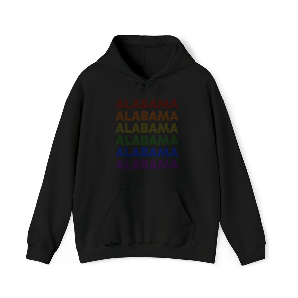 Alabama LGBTQ+ Pride Flag, Faded Black Hoodie