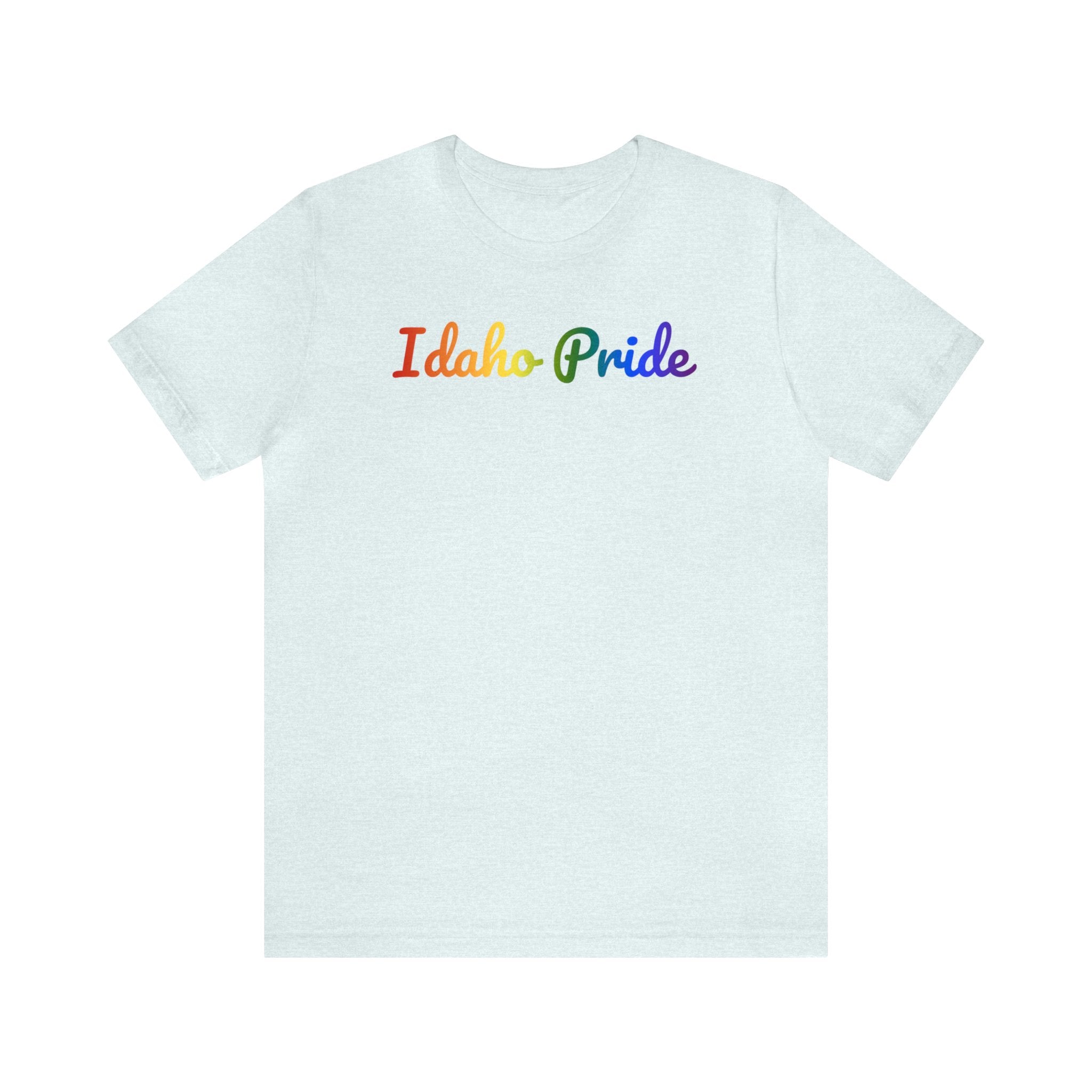 Idaho Pride T-Shirt: Flowing Cursive Design with LGBTQ+ Gradient