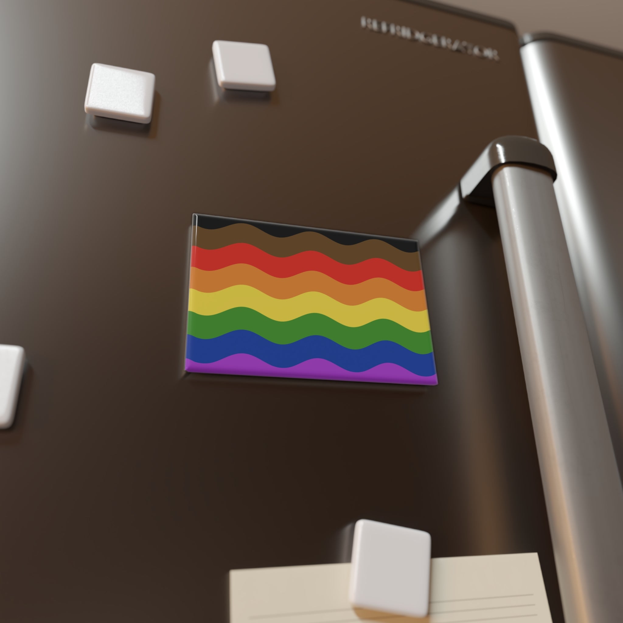 Philadelphia Pride Flag Magnet: Ripple Rectangle Button for Fridge