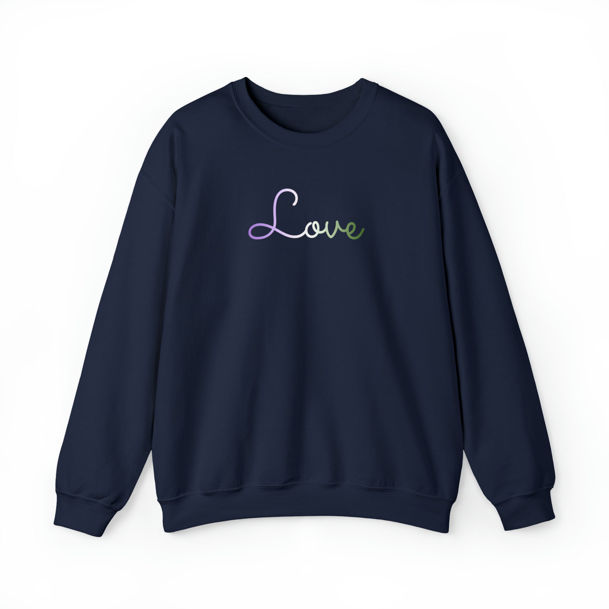 Genderqueer Love Script Sweatshirt: Subtly Elegant Pride Sweater