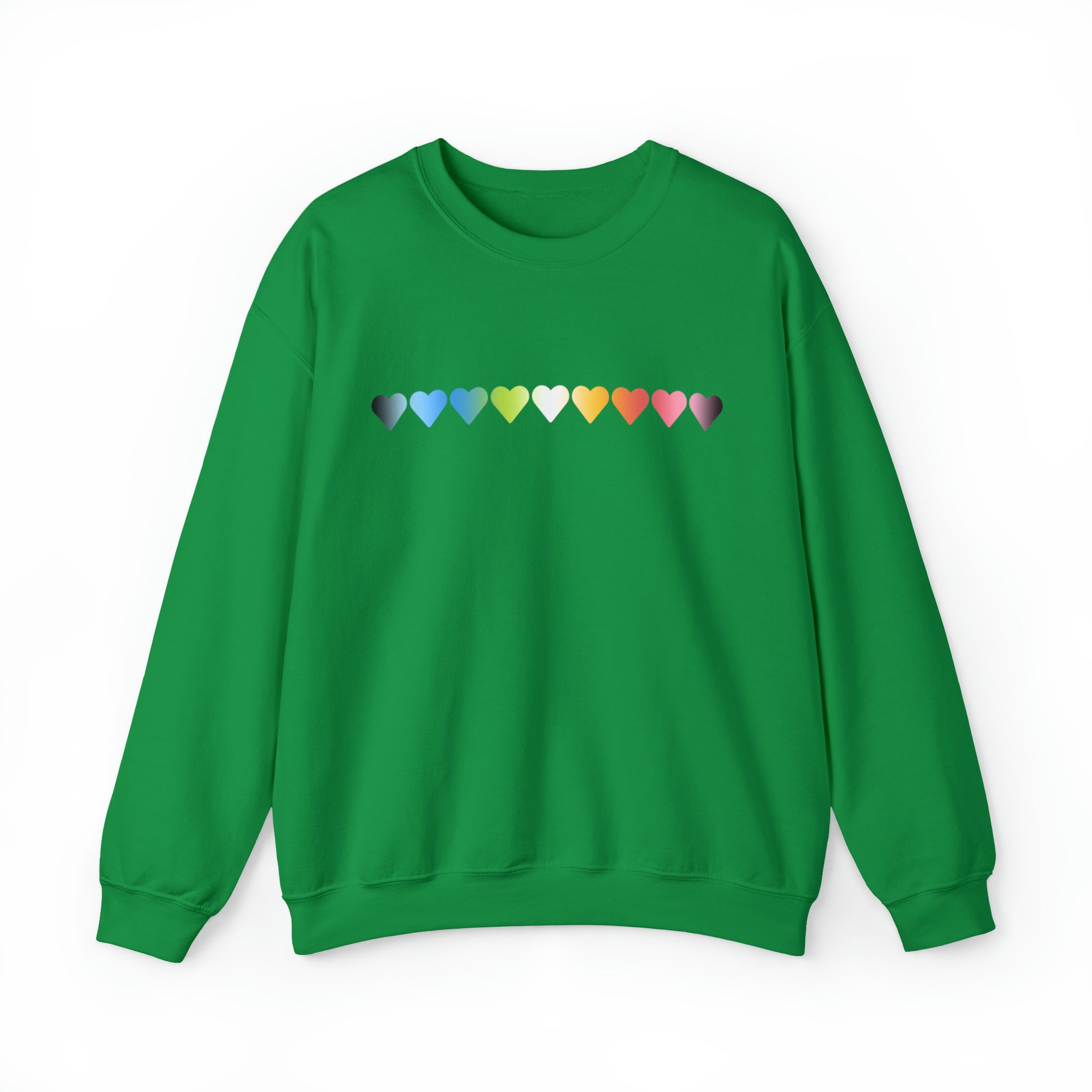 Queer Flag Hearts Sweatshirt: Pride LGBTQ+ Gradient Design