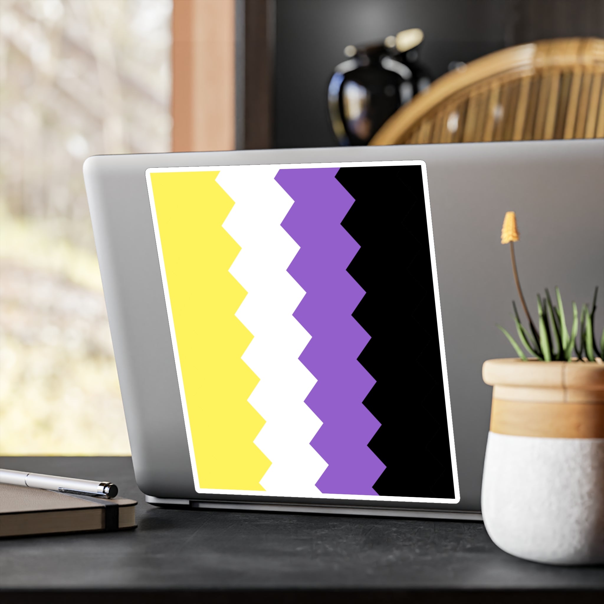 Nonbinary Flag Wavey Decal: Sharp Pride Sticker