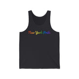 New York Pride Tank Top: Flowing Cursive Design with LGBTQ+ Gradient