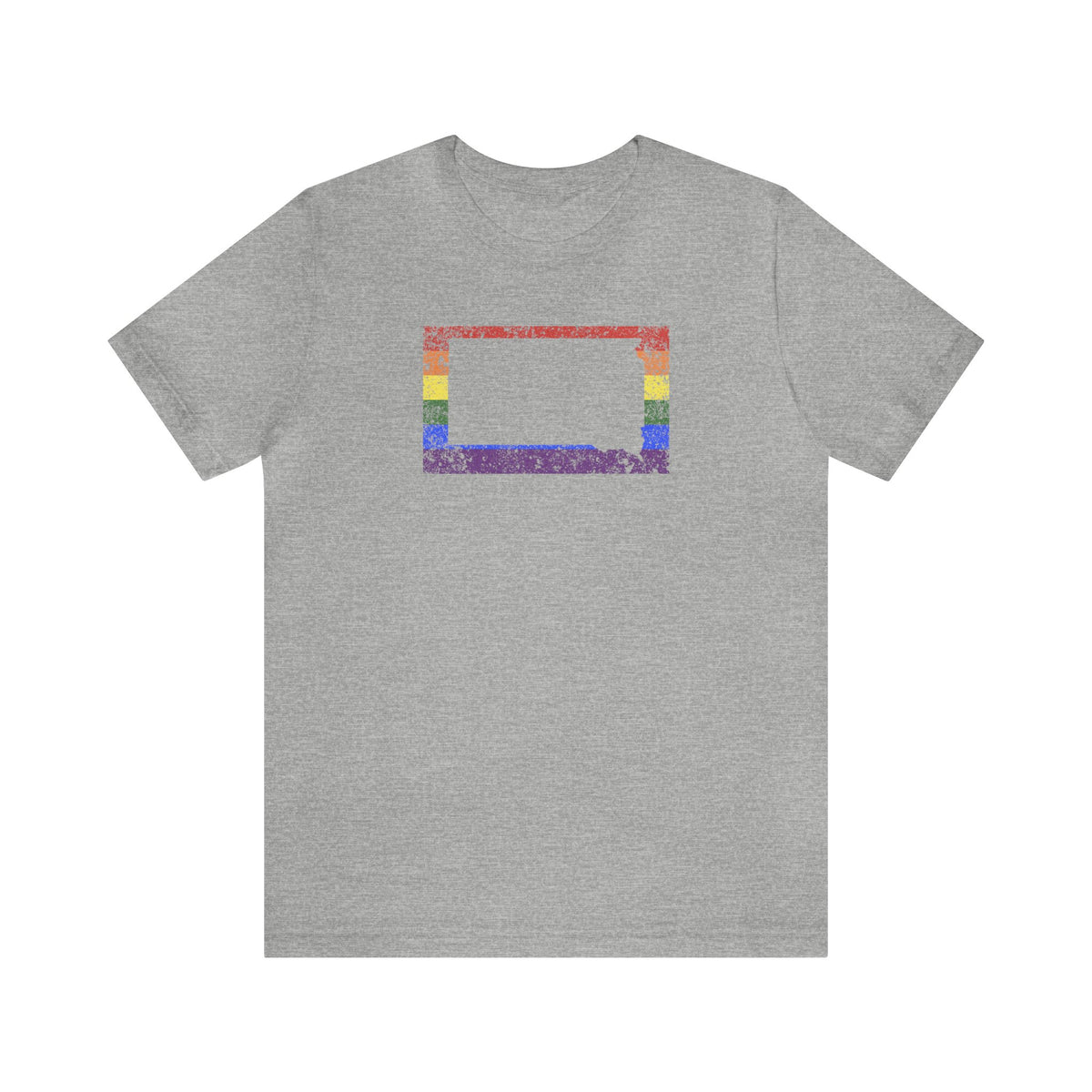 South Dakota Pride Flag Tee: Rainbow LGBTQ+ State Silhouette Distressed Shirt