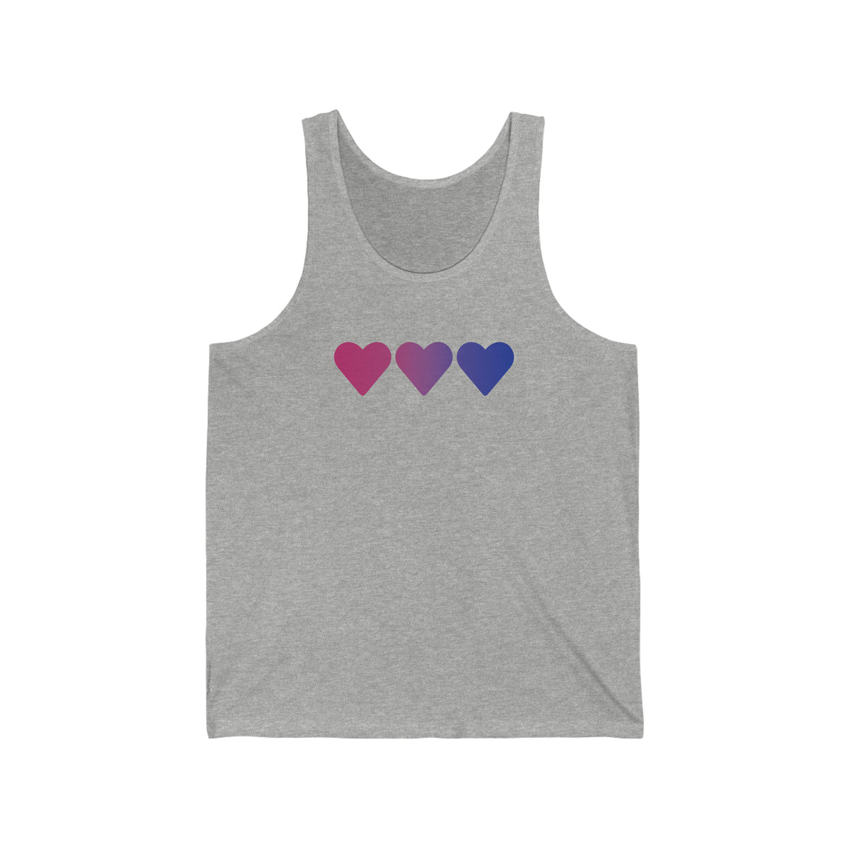 Bisexual Flag Hearts Tank-Top: Pride LGBTQ+ Gradient Design