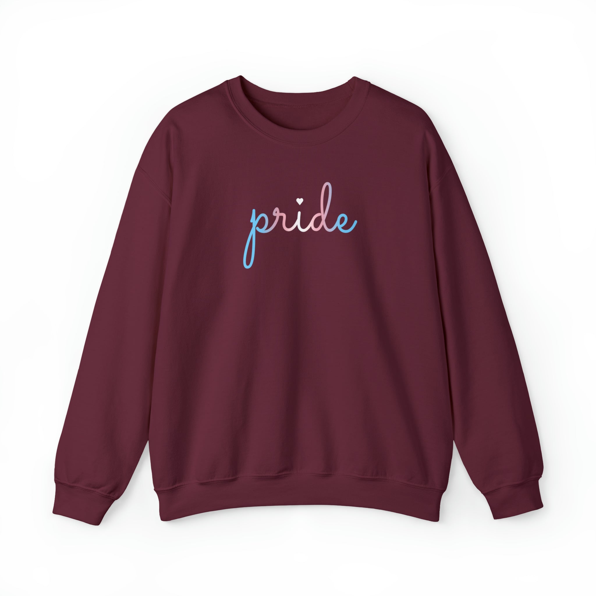 Transgender Pride Sweater: Flowing Cursive 'Pride' in Gradient Hues