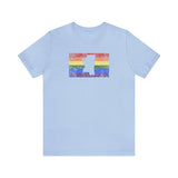Mississippi Pride Flag Tee: Rainbow LGBTQ+ State Silhouette Distressed Shirt