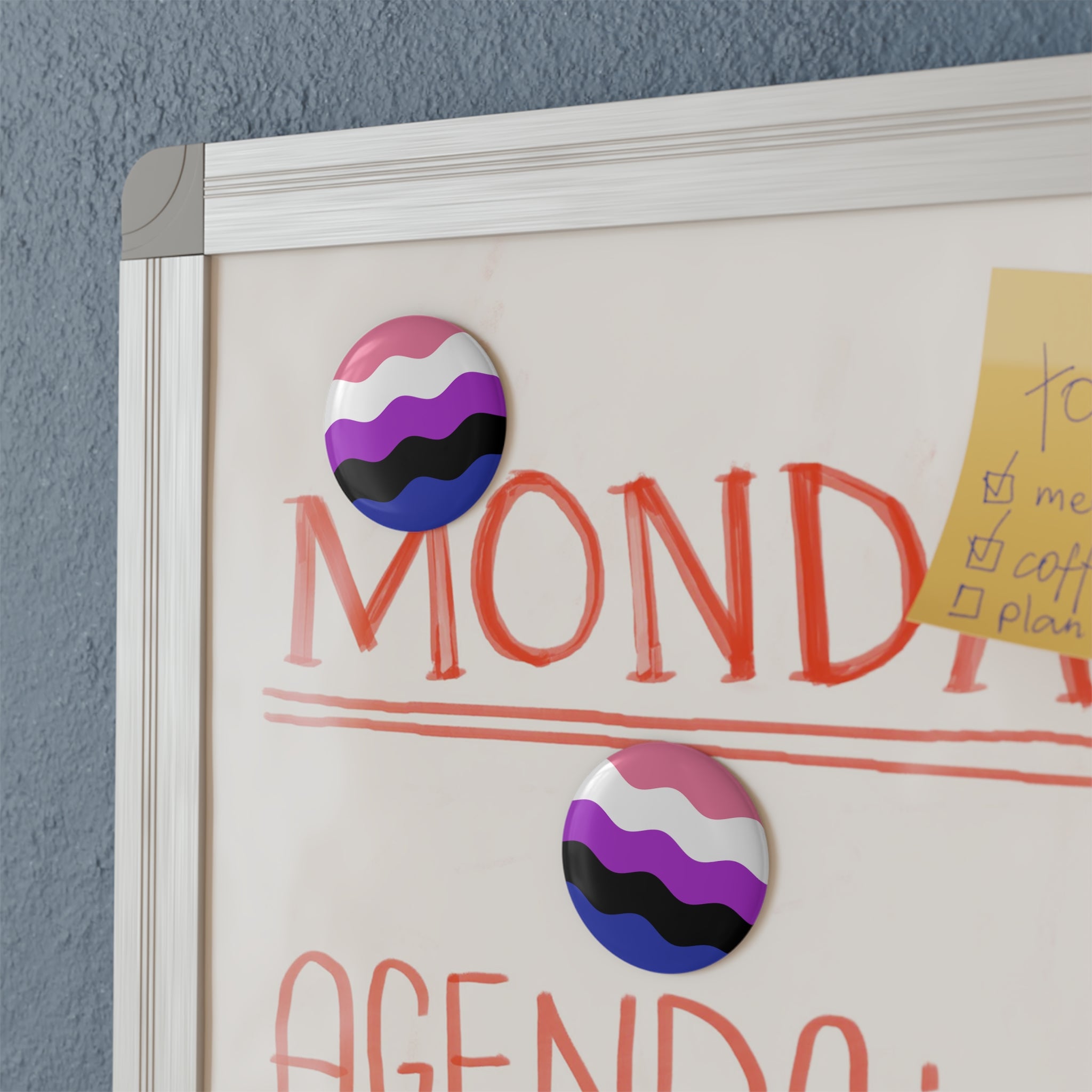 Genderfluid Pride Flag Magnet: Ripple Round Button for Fridge