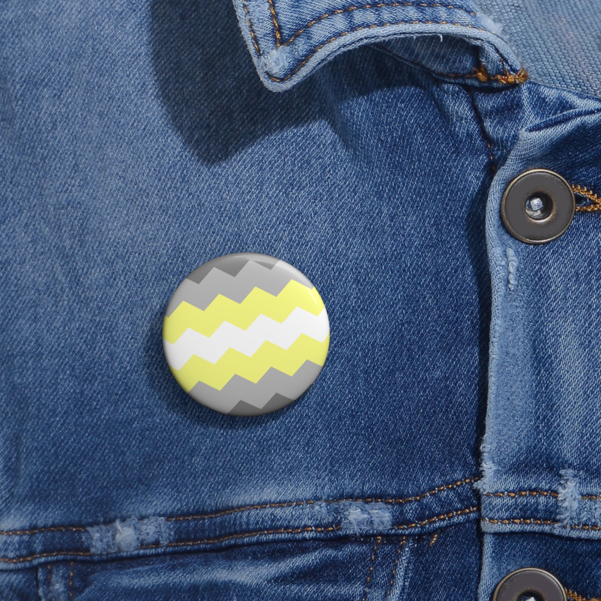 Demigender Pride Flag Pin: Round Button with Sharp Design