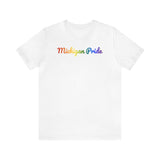 Michigan Pride T-Shirt: Flowing Cursive Design with LGBTQ+ Gradient