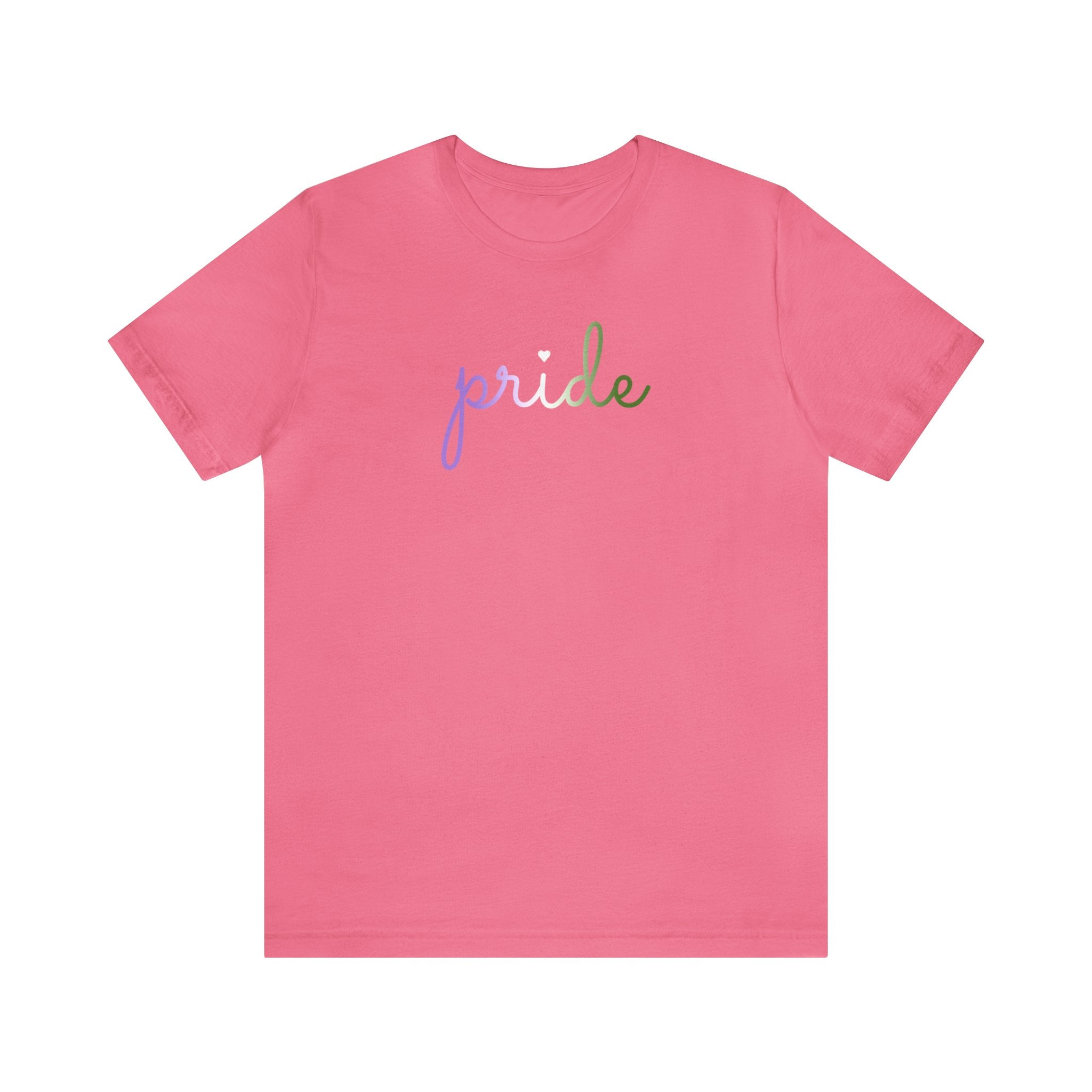 Genderqueer Pride T-Shirt: Flowing Cursive 'Pride' in Gradient Hues