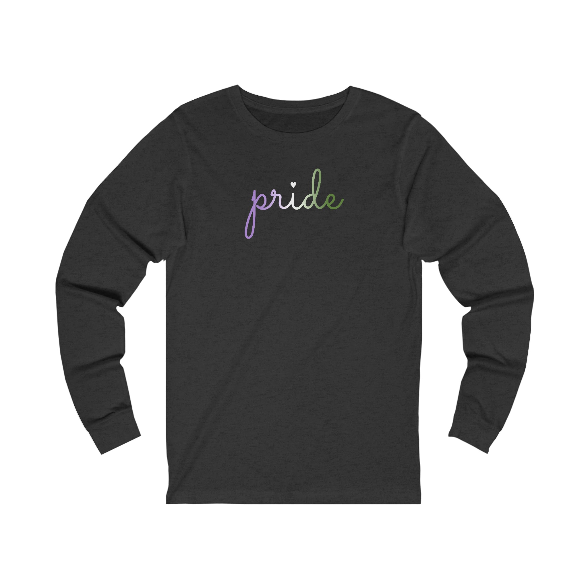 Genderqueer Pride Long Sleeve T-Shirt: Flowing Cursive 'Pride' in Gradient Hues