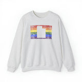 Utah Pride Flag Sweater: Rainbow LGBTQ+ State Silhouette Distressed Sweatshirt