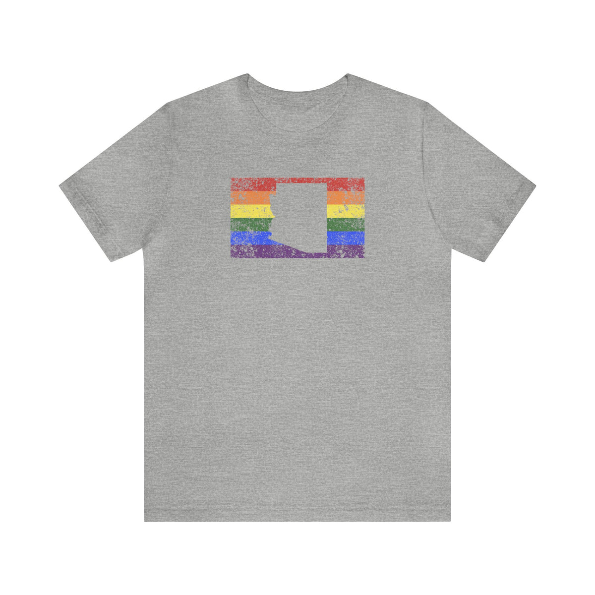 Arizona Pride Flag Tee: Rainbow LGBTQ+ State Silhouette Distressed Shirt