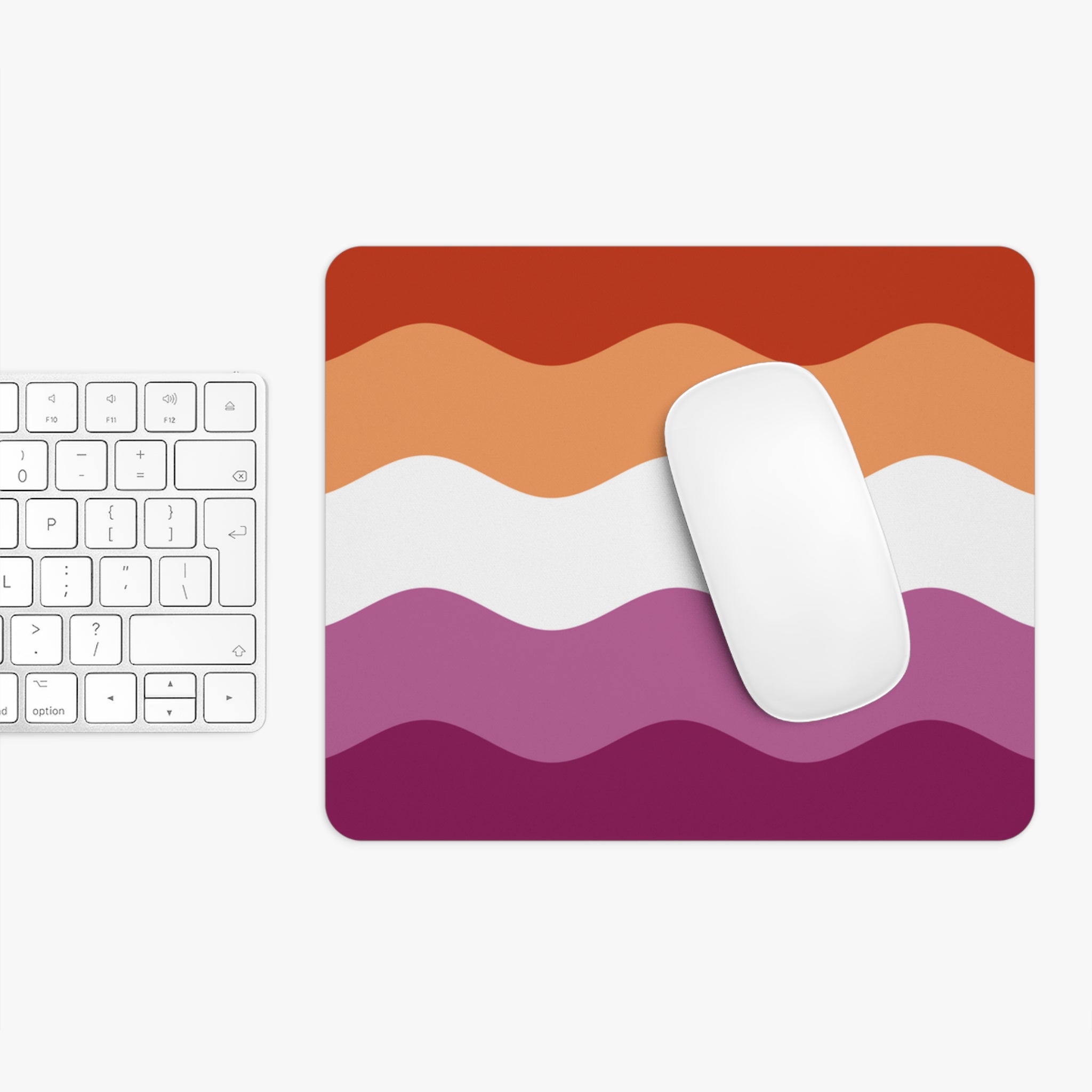 Lesbian Pride Flag Ripple Mousepad: Wavey Design for Desk