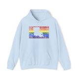 Louisiana Pride Flag Hoodie: Rainbow LGBTQ+ State Silhouette Distressed Hooded Sweatshirt