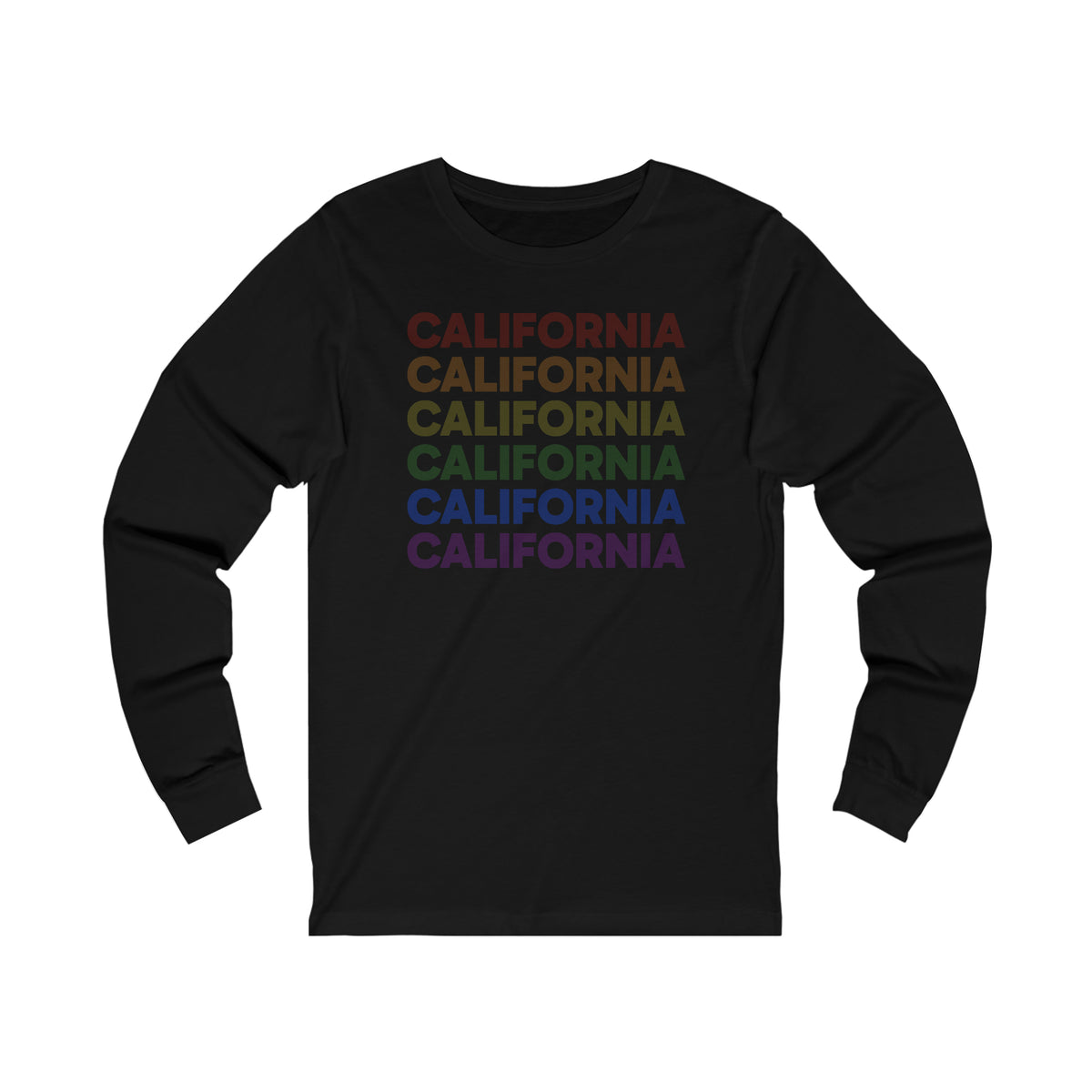 California LGBTQ+ Pride Flag, Faded Black Long Sleeve Tee
