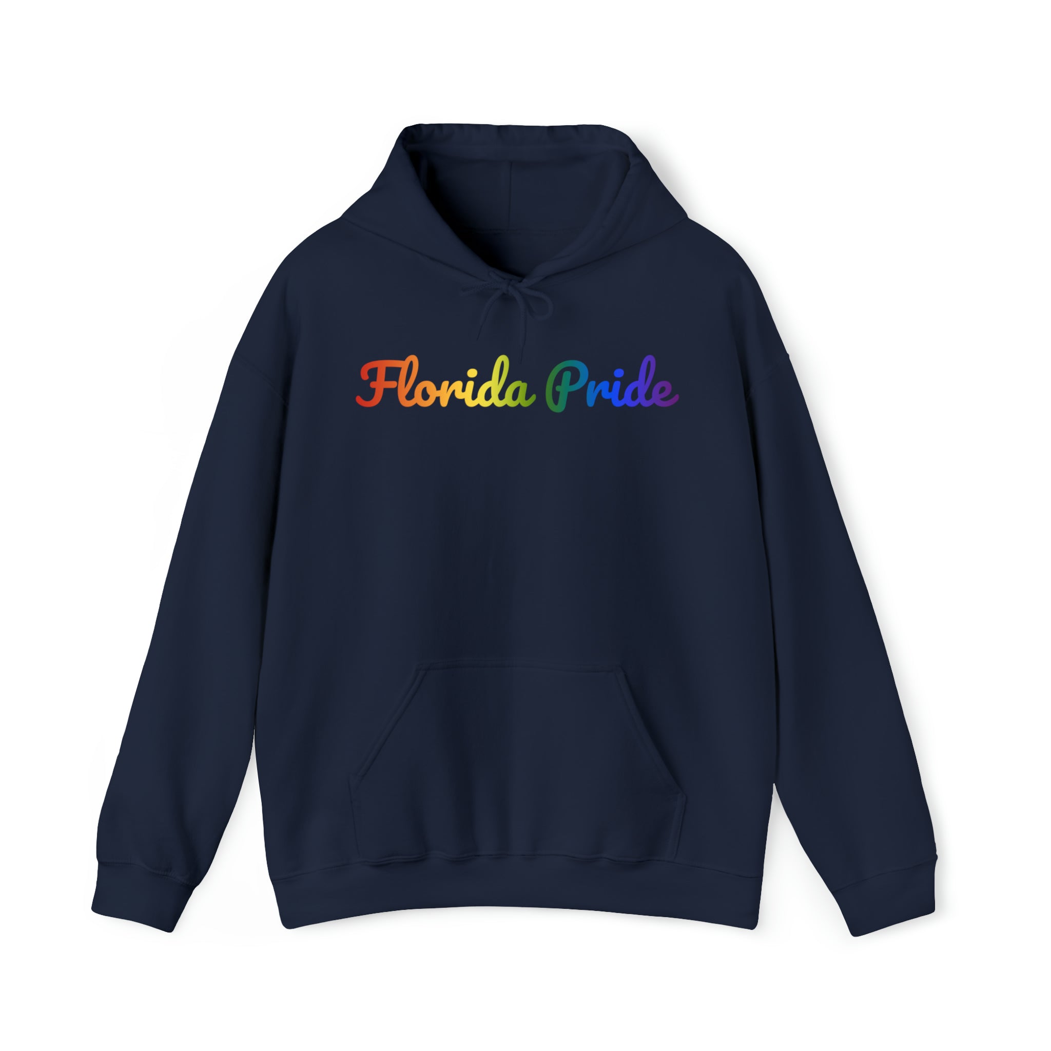 Florida Pride Hoodie: Flowing Cursive Design with LGBTQ+ Gradient