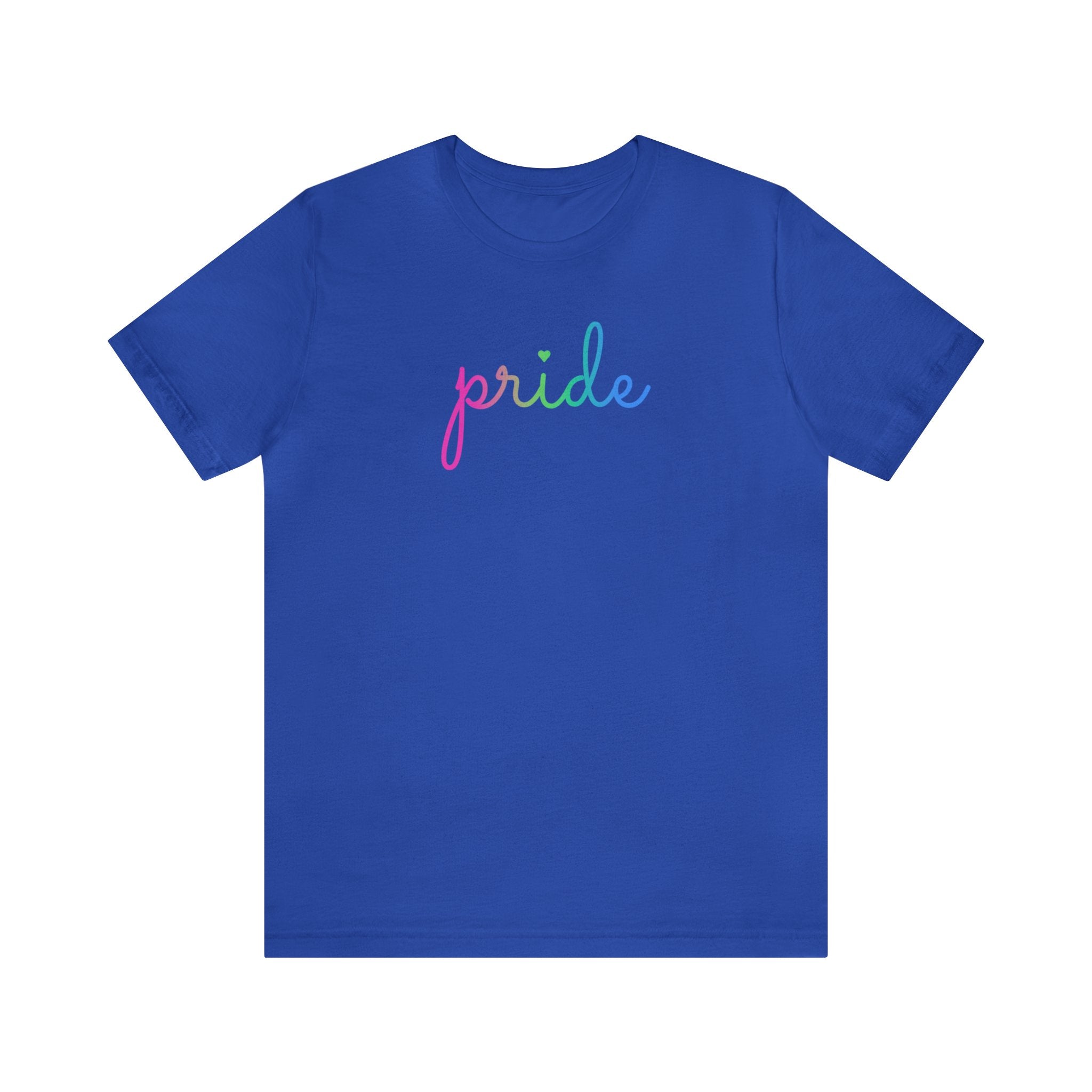Polysexual Pride T-Shirt: Flowing Cursive 'Pride' in Gradient Hues