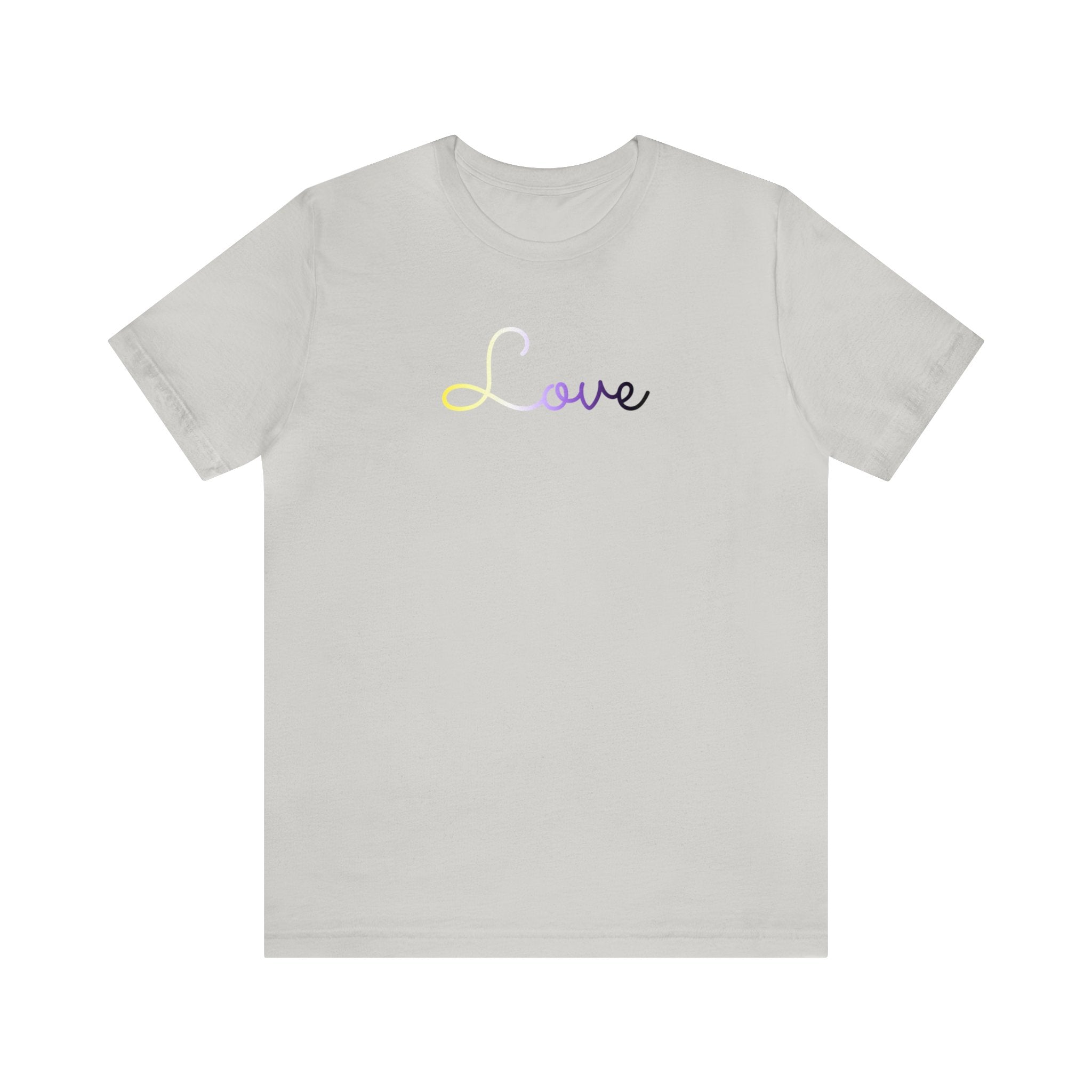 Nonbinary Love Script Tee: Subtly Elegant Pride T-Shirt