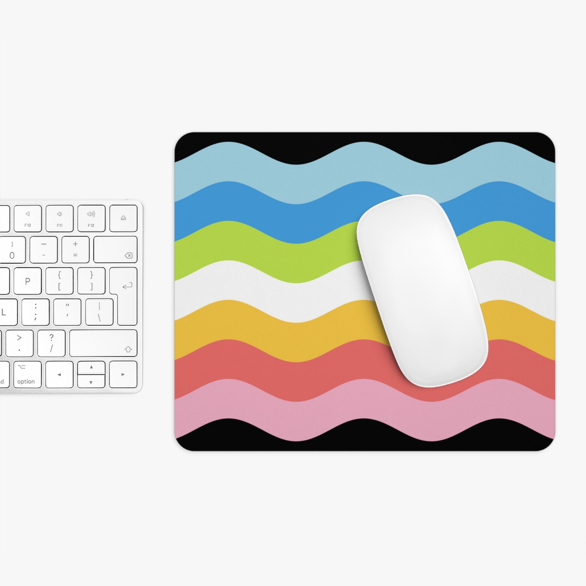 Queer Pride Flag Ripple Mousepad: Wavey Design for Desk