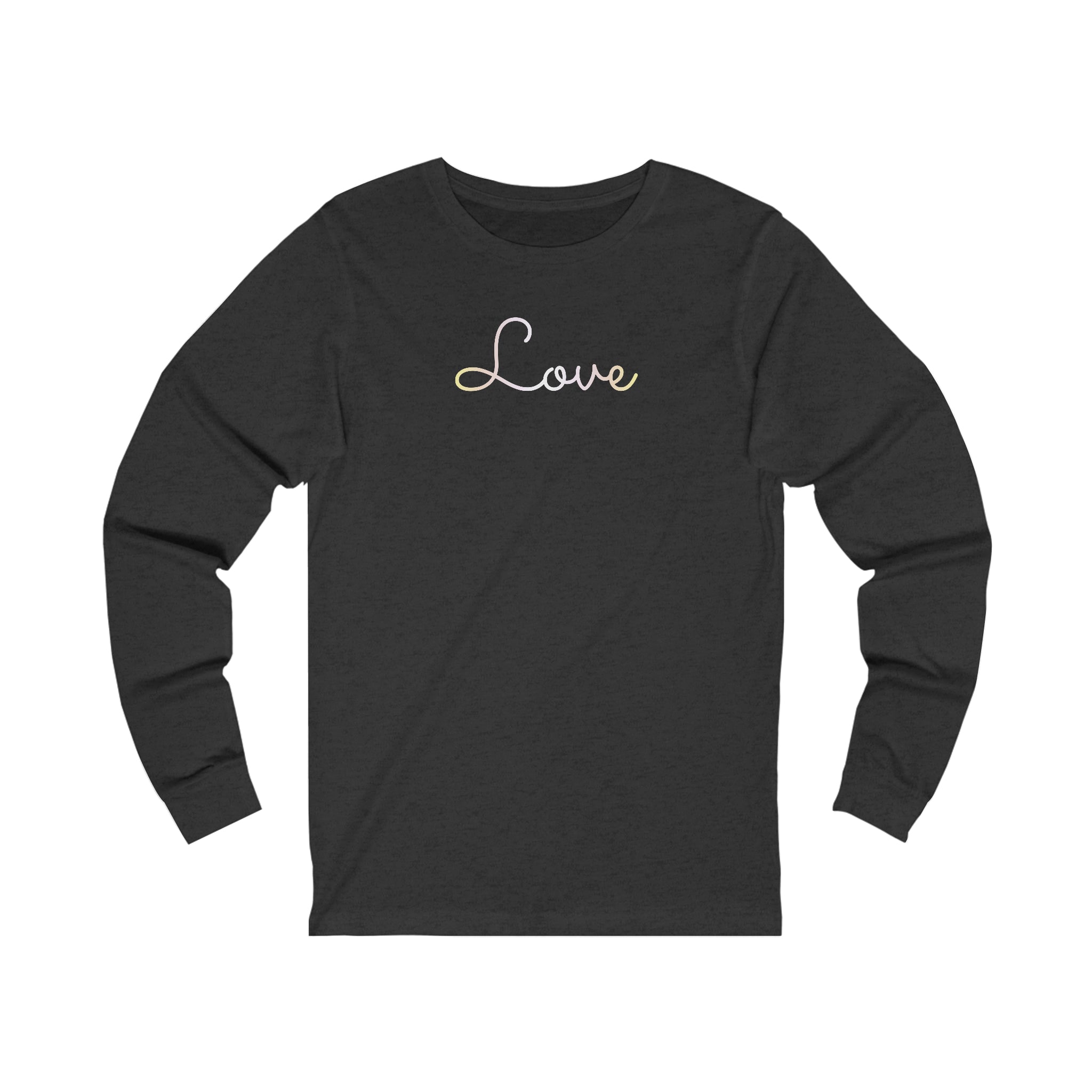 Pangender Love Script Long Sleeve T-Shirt: Subtly Elegant Pride Tee